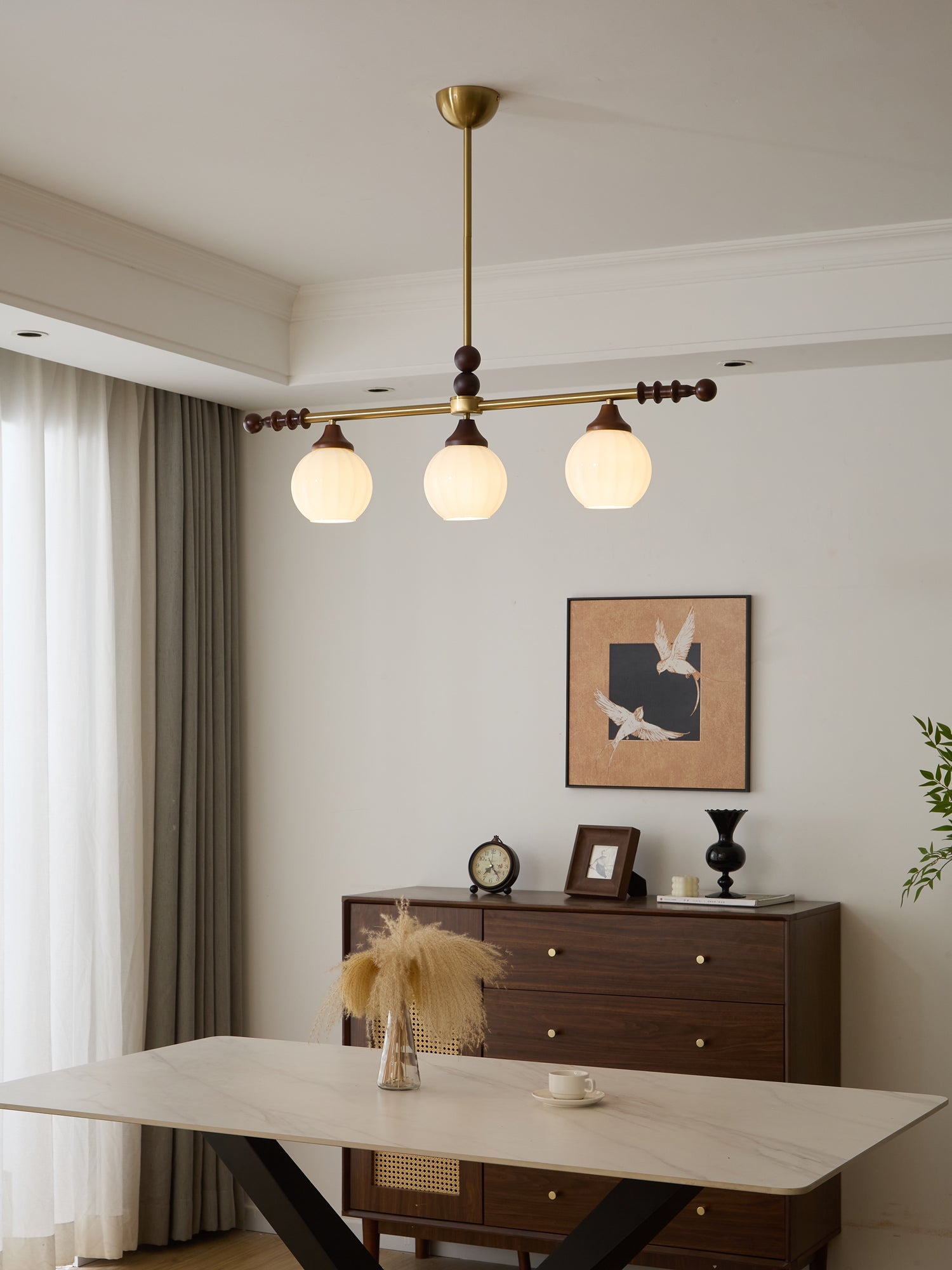 Codoriel Traditional Balance Island Wood Glass Pendant Lamp-Neutral Decor