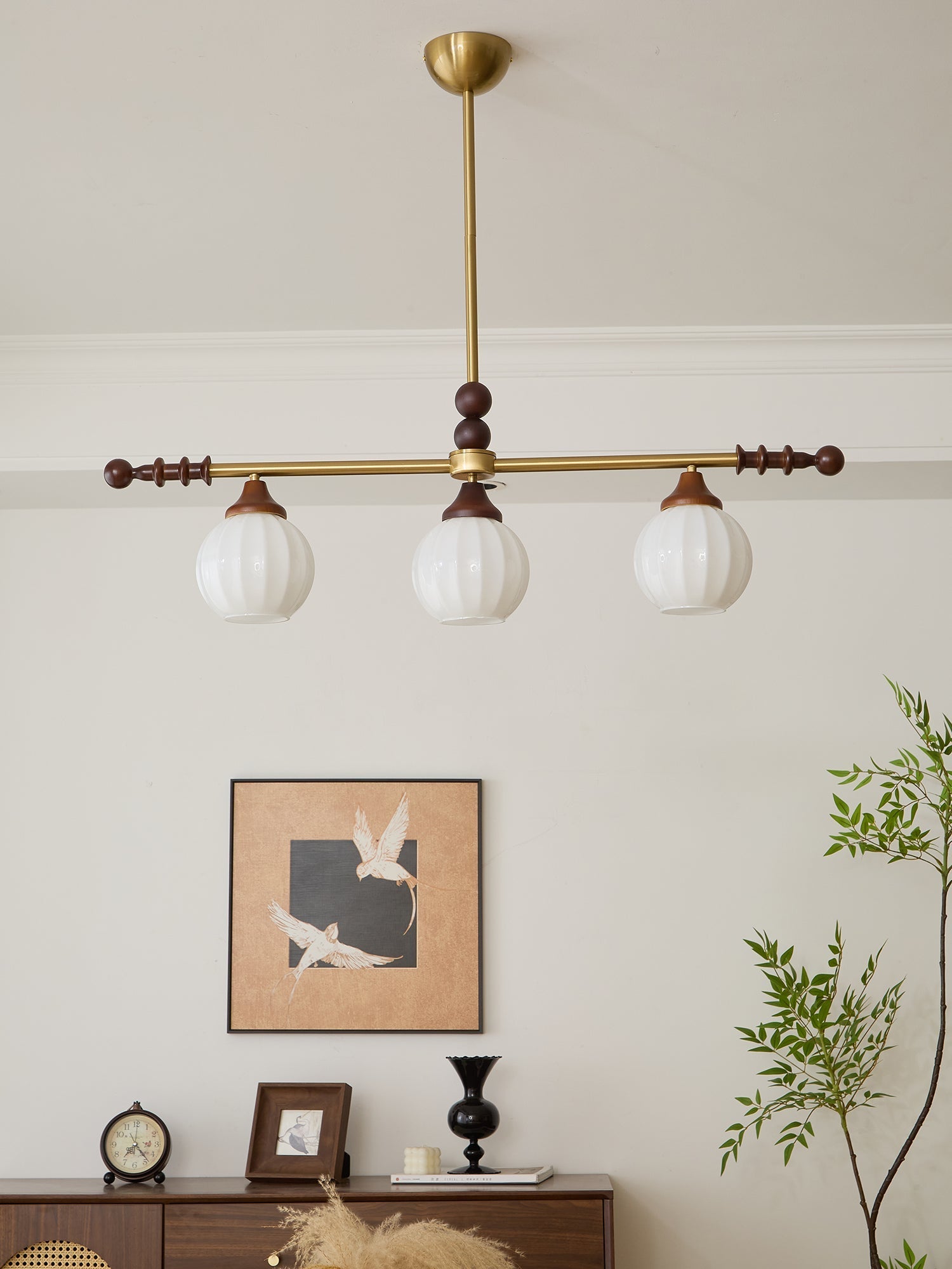 Codoriel Traditional Balance Island Wood Glass Pendant Lamp-Neutral Decor