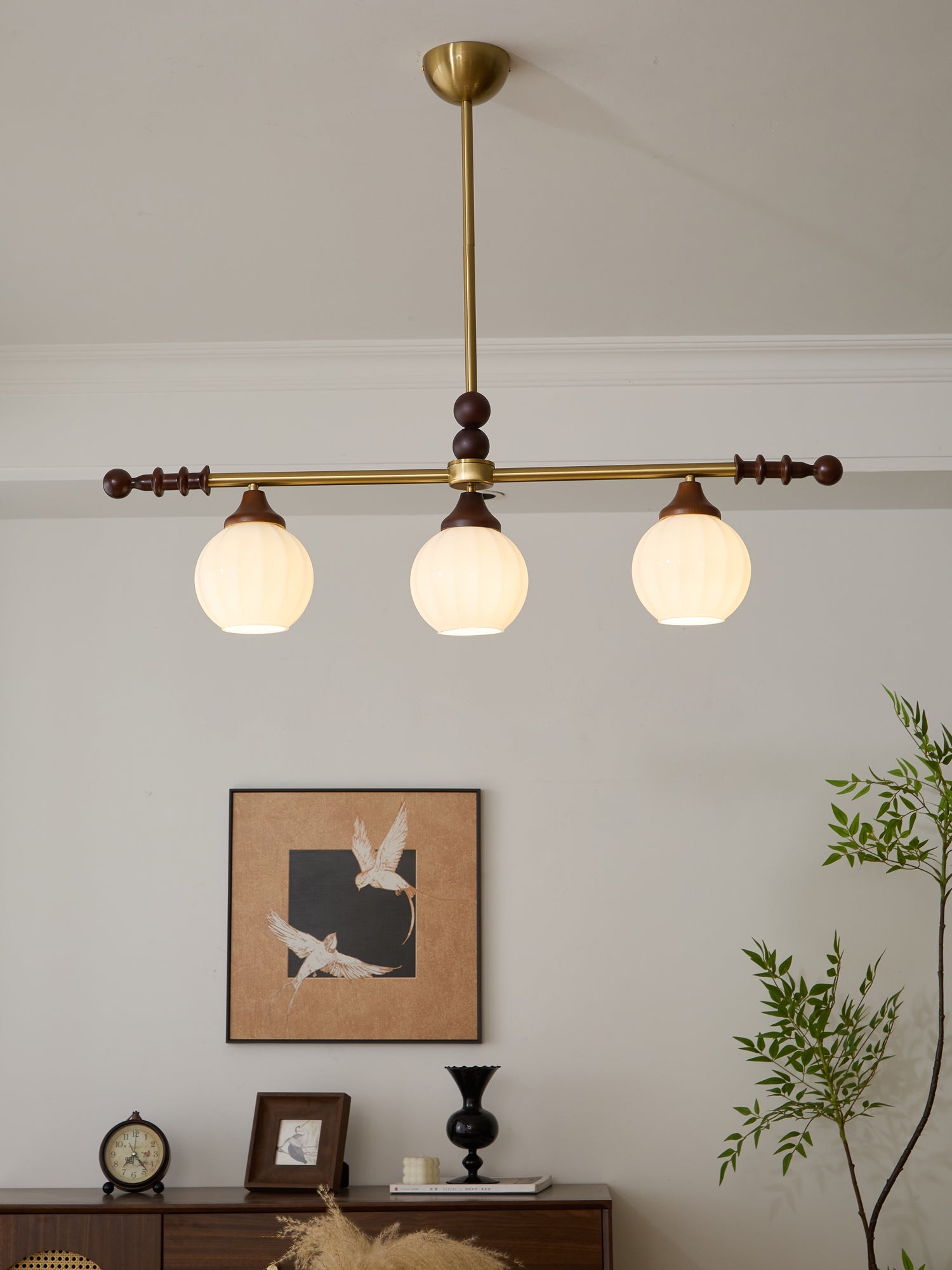 Codoriel Traditional Balance Island Wood Glass Pendant Lamp-Neutral Decor
