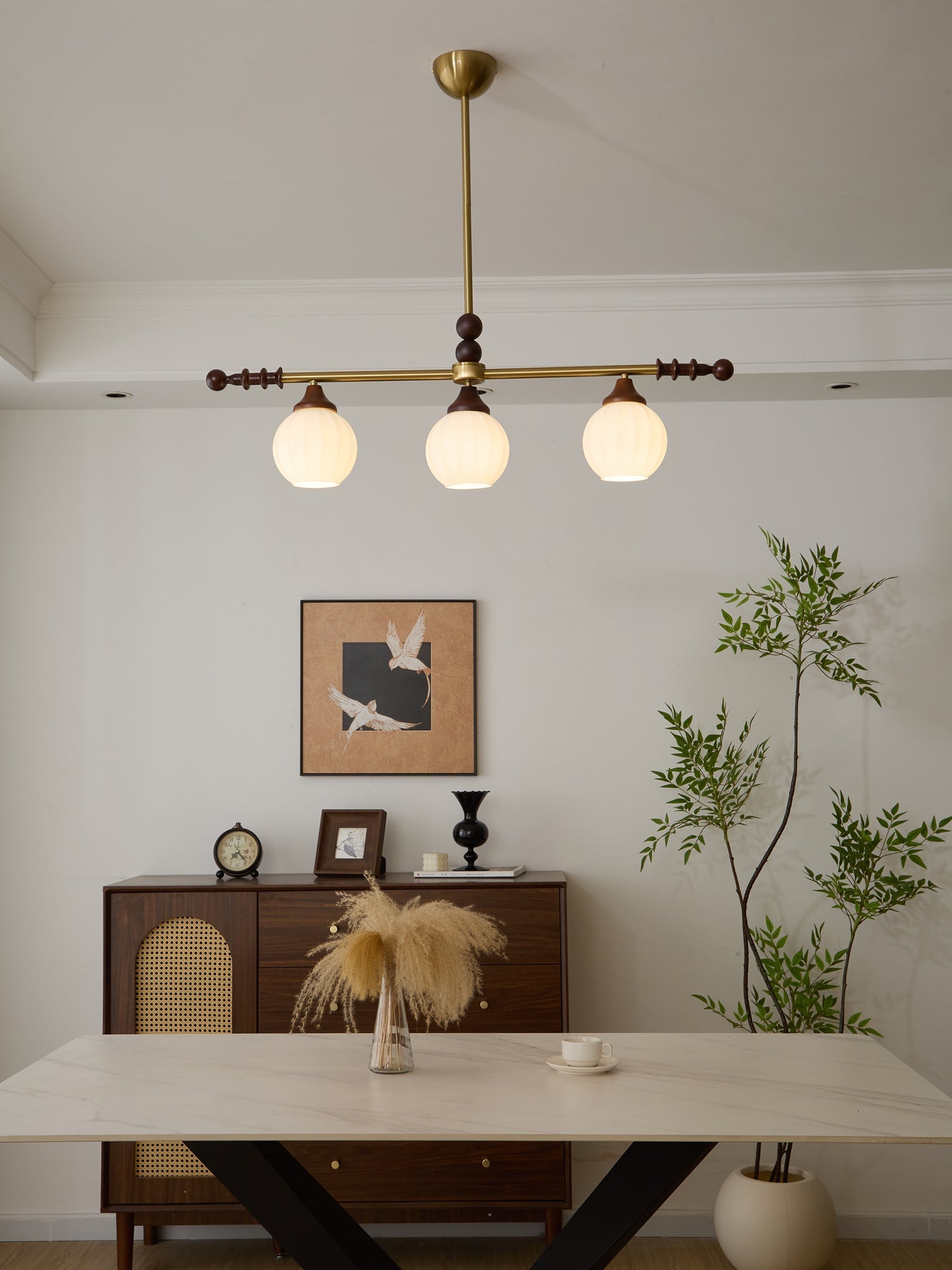 Codoriel Traditional Balance Island Wood Glass Pendant Lamp-Neutral Decor
