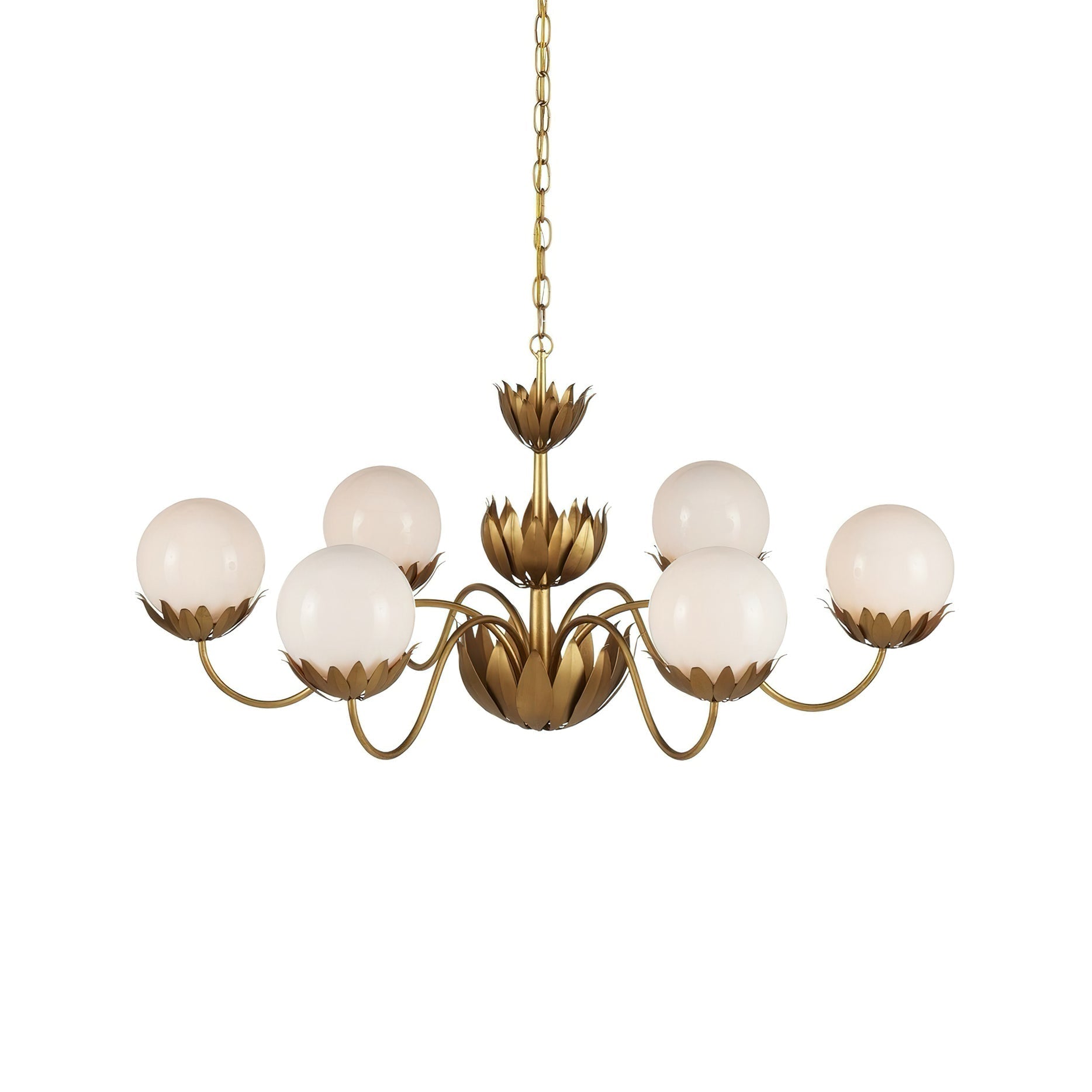 Full view of the six-headed Noemie Chandelier.