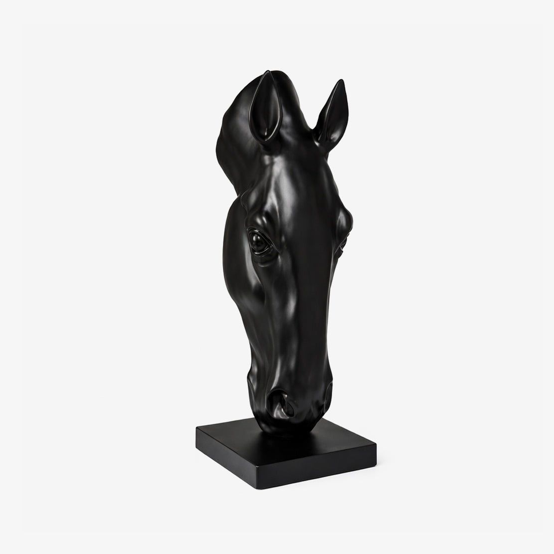 Noir Equine Head Sculpture-Neutral Decor