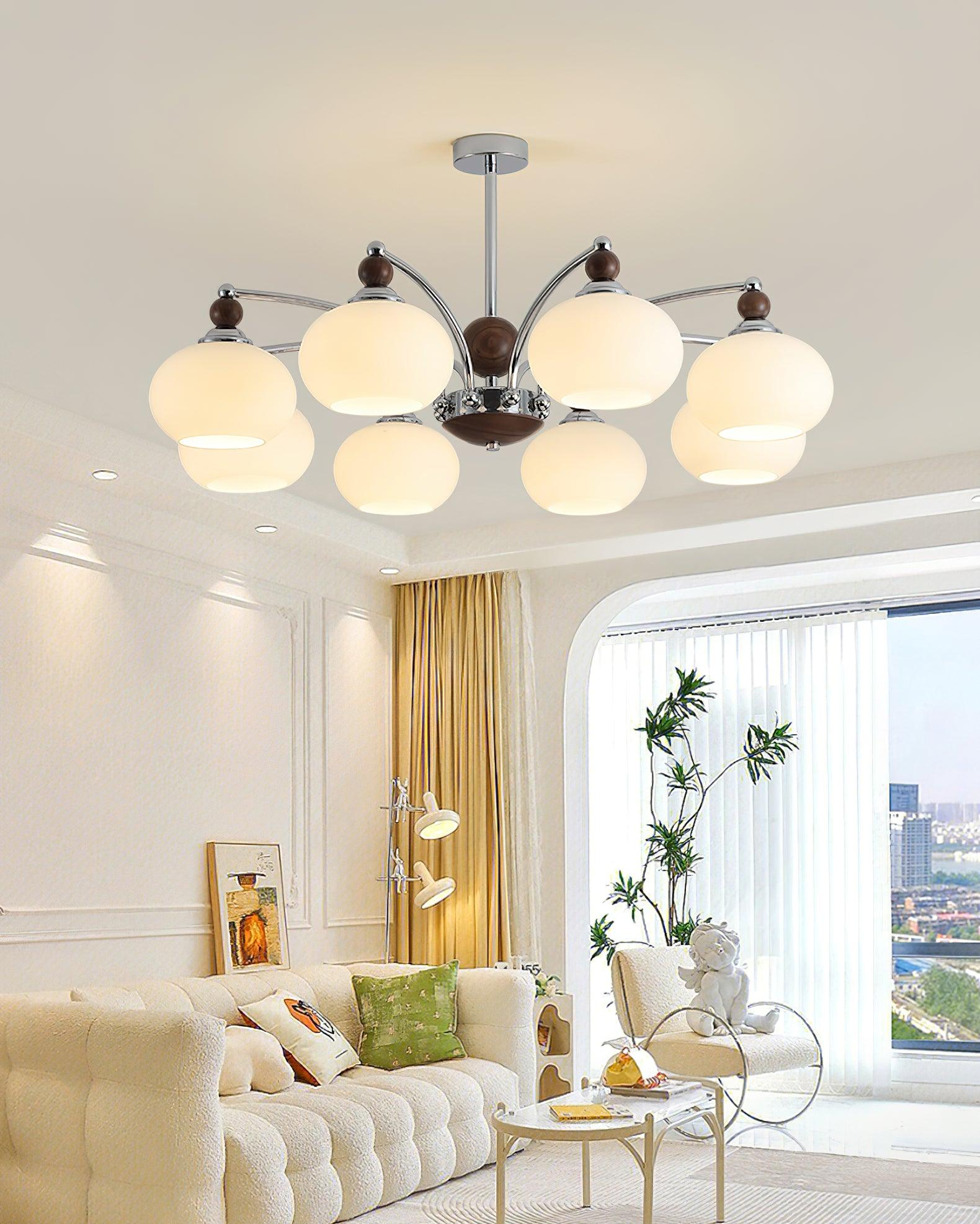 Molvin Chandelier Globe Arm Contemporary-Neutral Decor