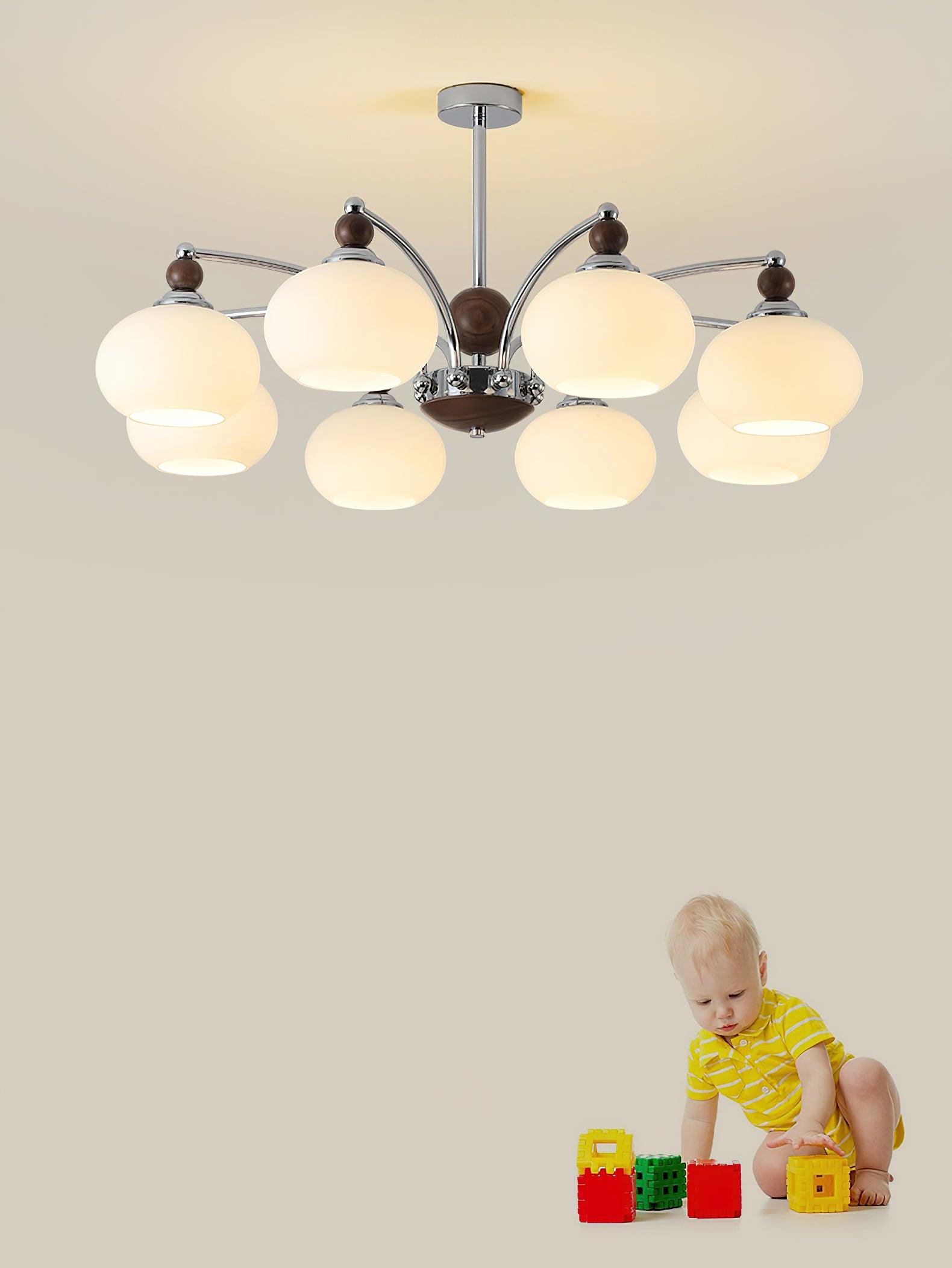 Molvin Chandelier Globe Arm Contemporary-Neutral Decor