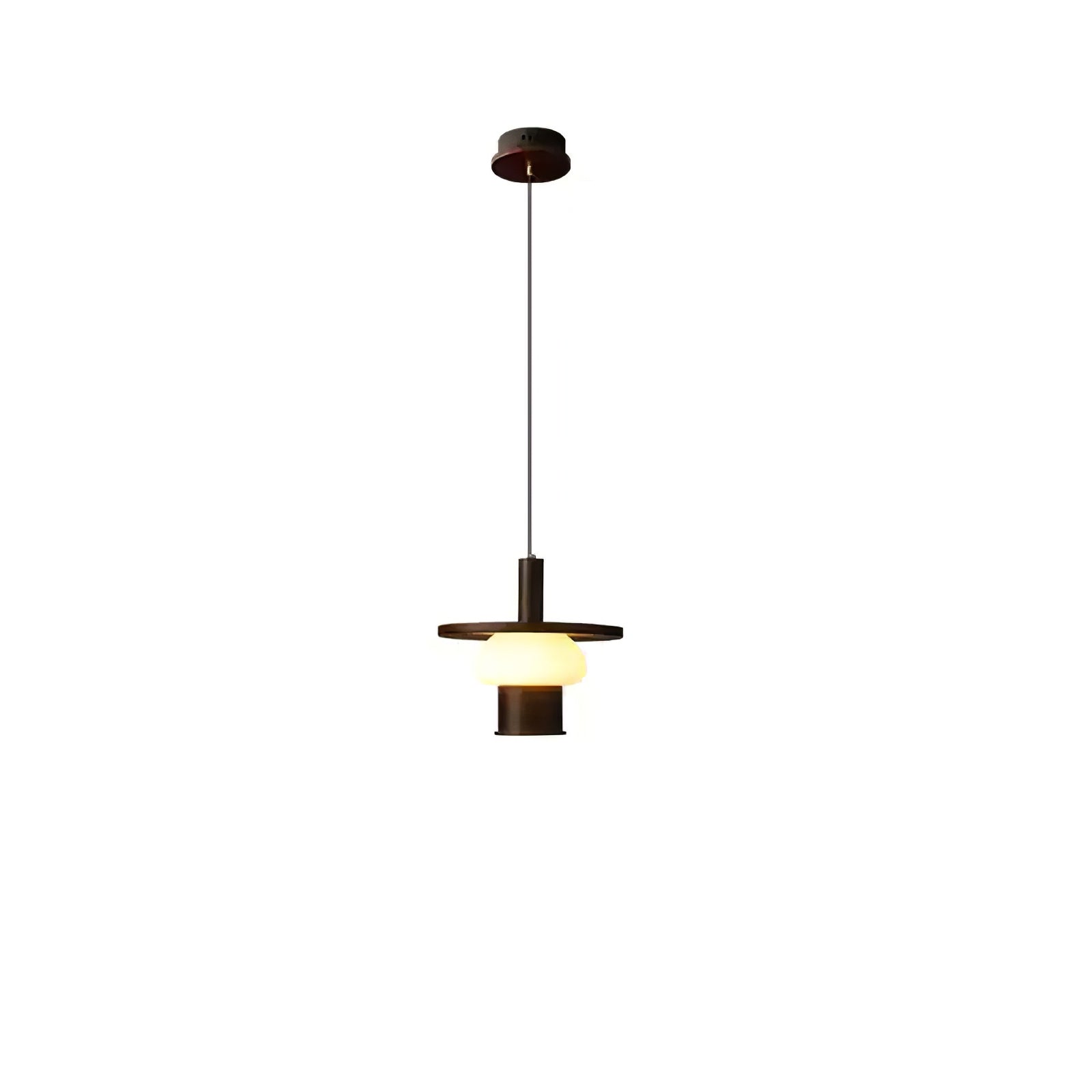 Zephaan Traditional Art Classic Glass Wood Pendant Light-Neutral Decor