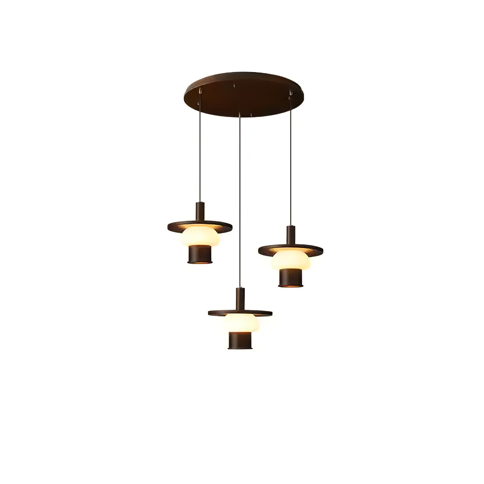 Zephaan Traditional Art Classic Glass Wood Pendant Light-Neutral Decor