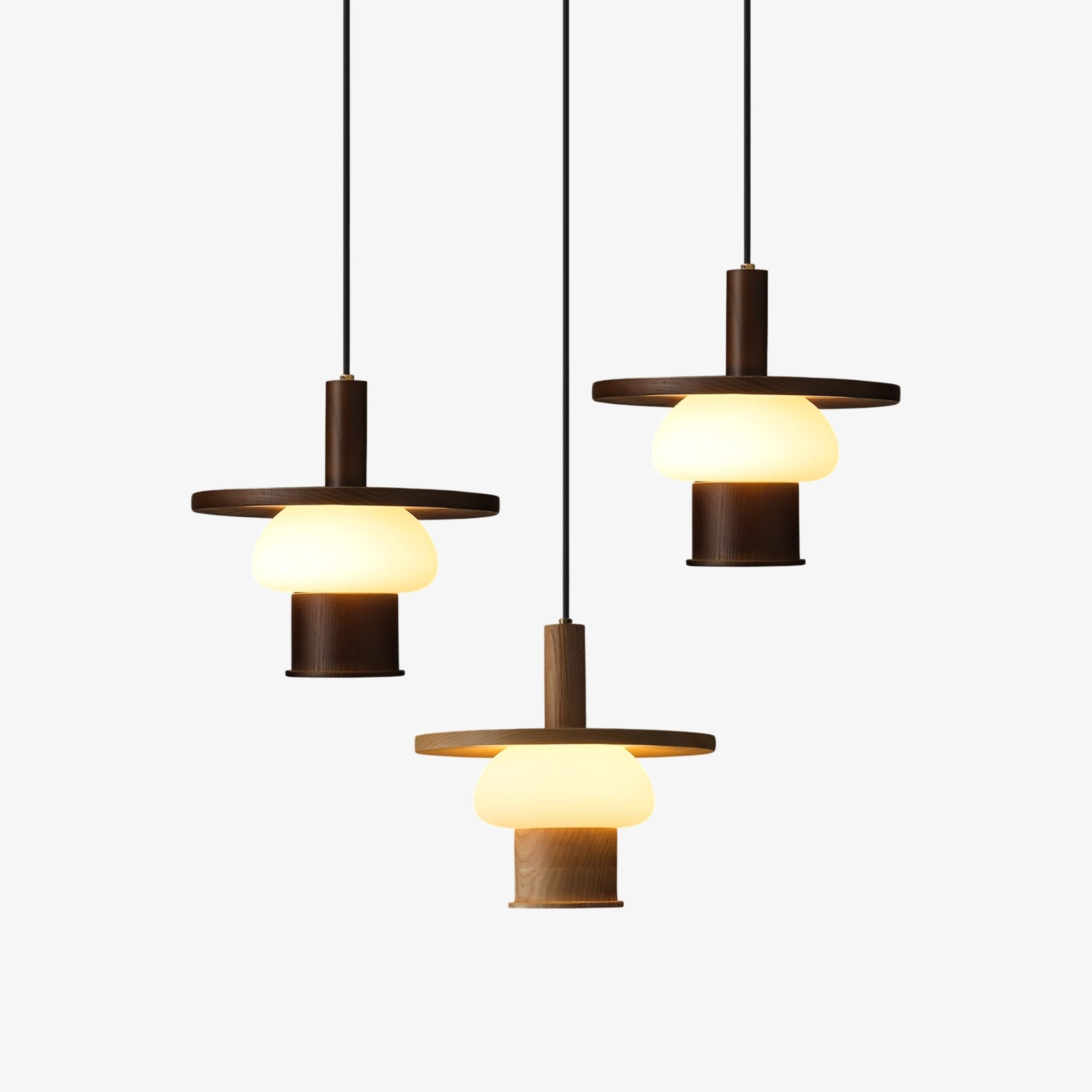 Zephaan Traditional Art Classic Glass Wood Pendant Light-Neutral Decor