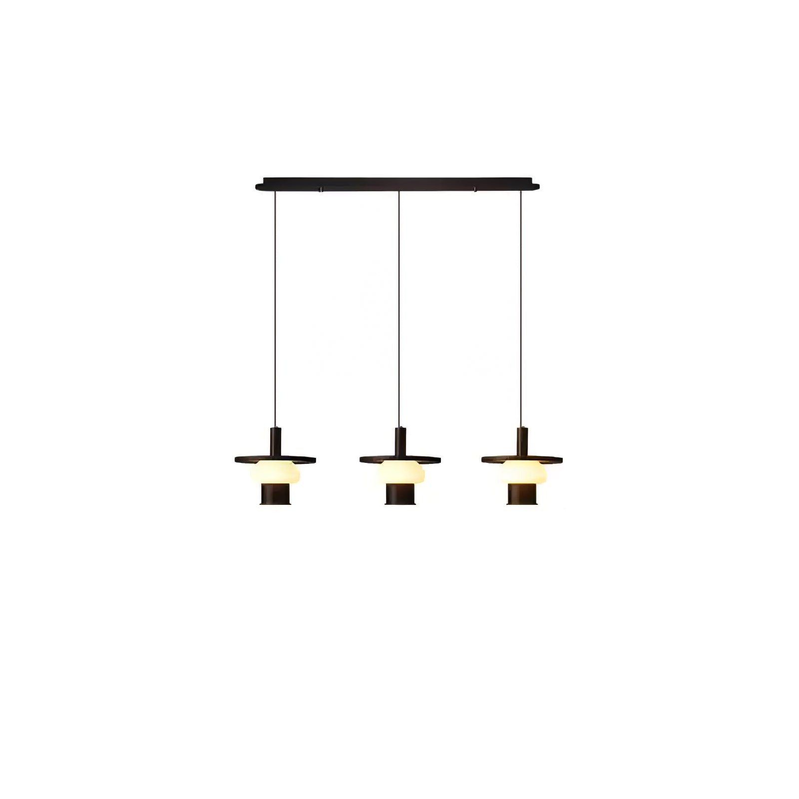 Zephaan Traditional Art Classic Glass Wood Pendant Light-Neutral Decor