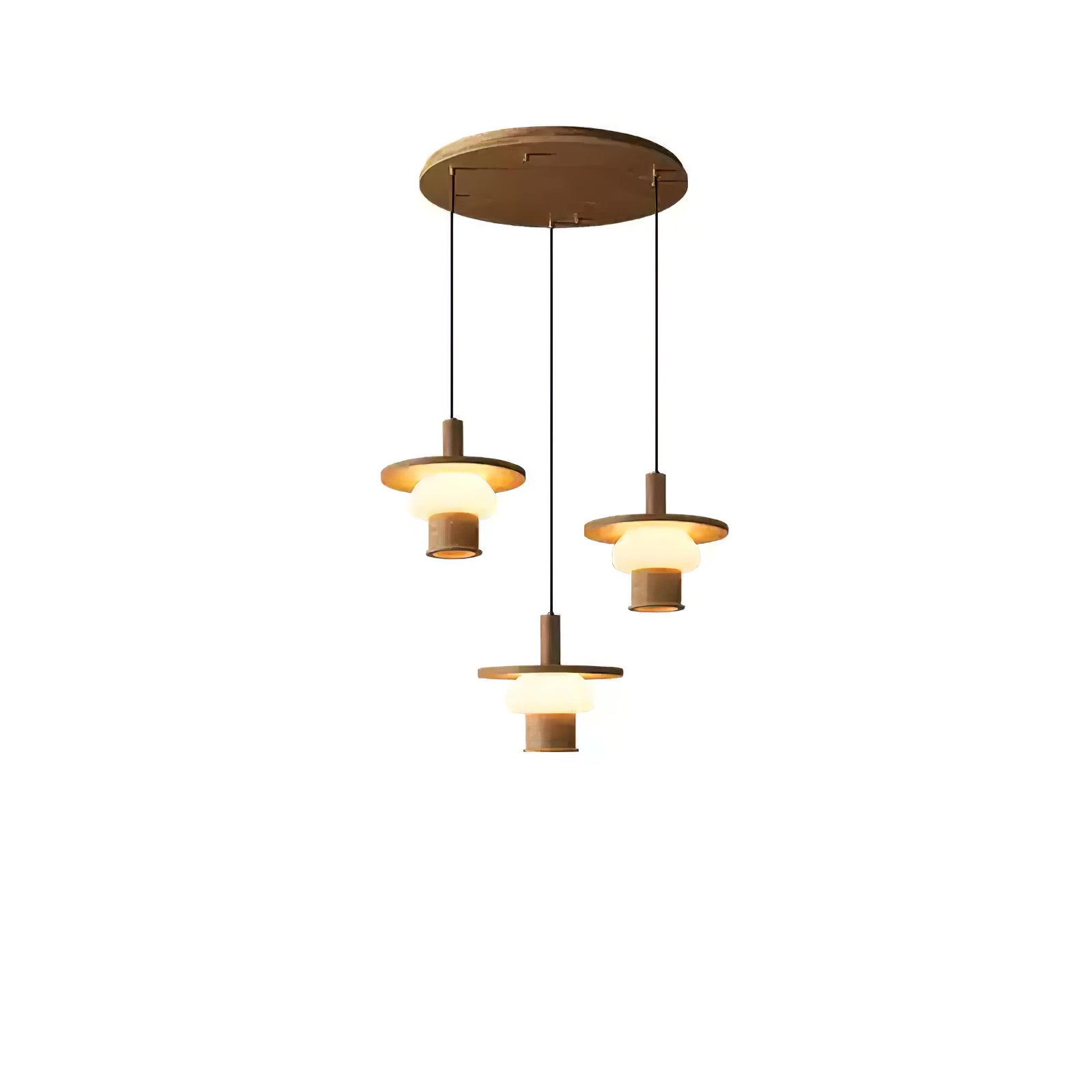 Zephaan Traditional Art Classic Glass Wood Pendant Light-Neutral Decor