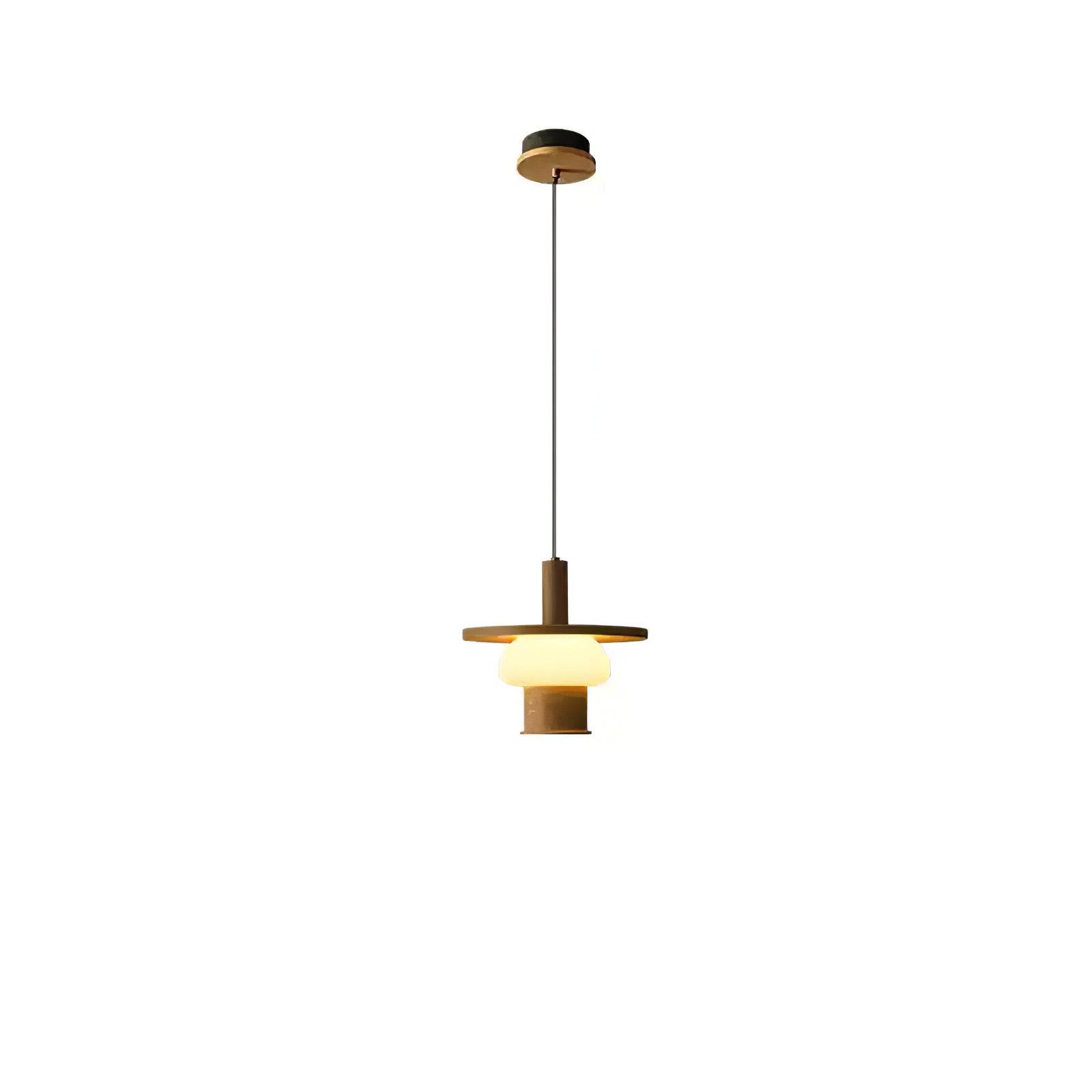 Zephaan Traditional Art Classic Glass Wood Pendant Light-Neutral Decor