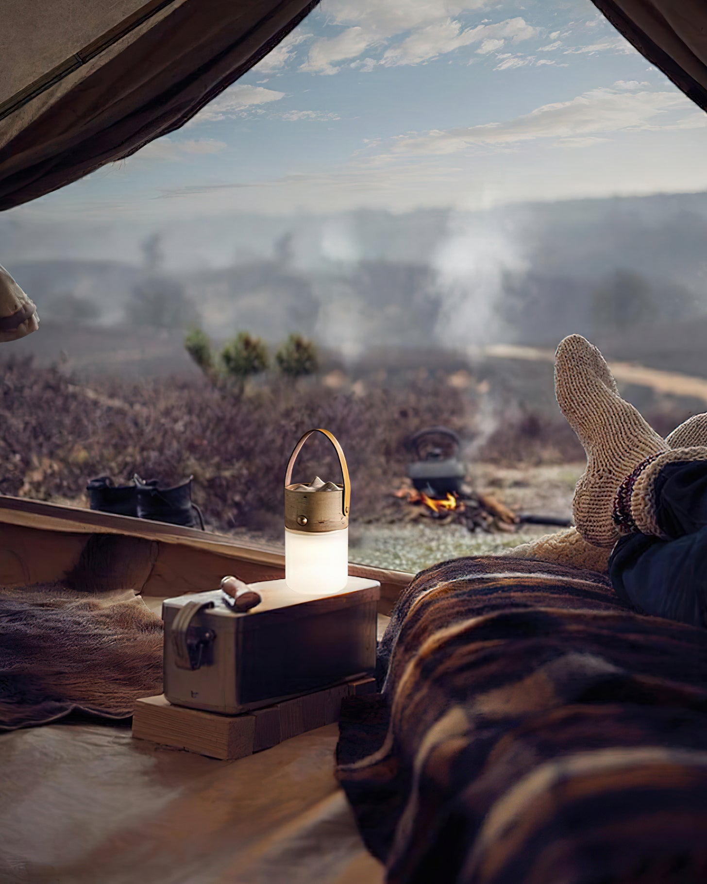 Lumen Nomad Lantern Table Lamp-Neutral Decor