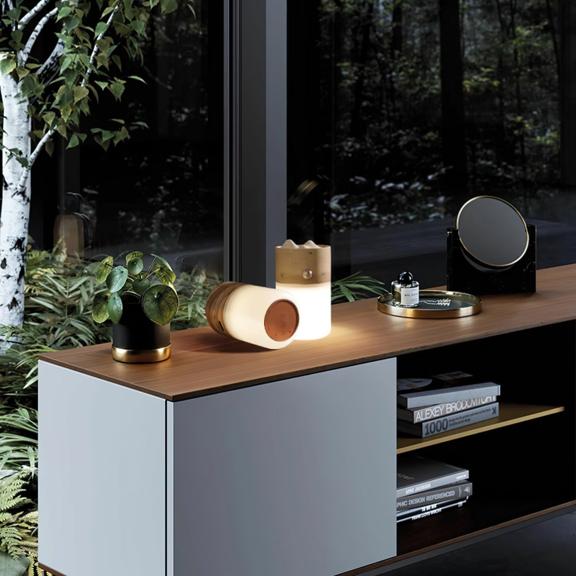 Lumen Nomad Lantern Table Lamp-Neutral Decor