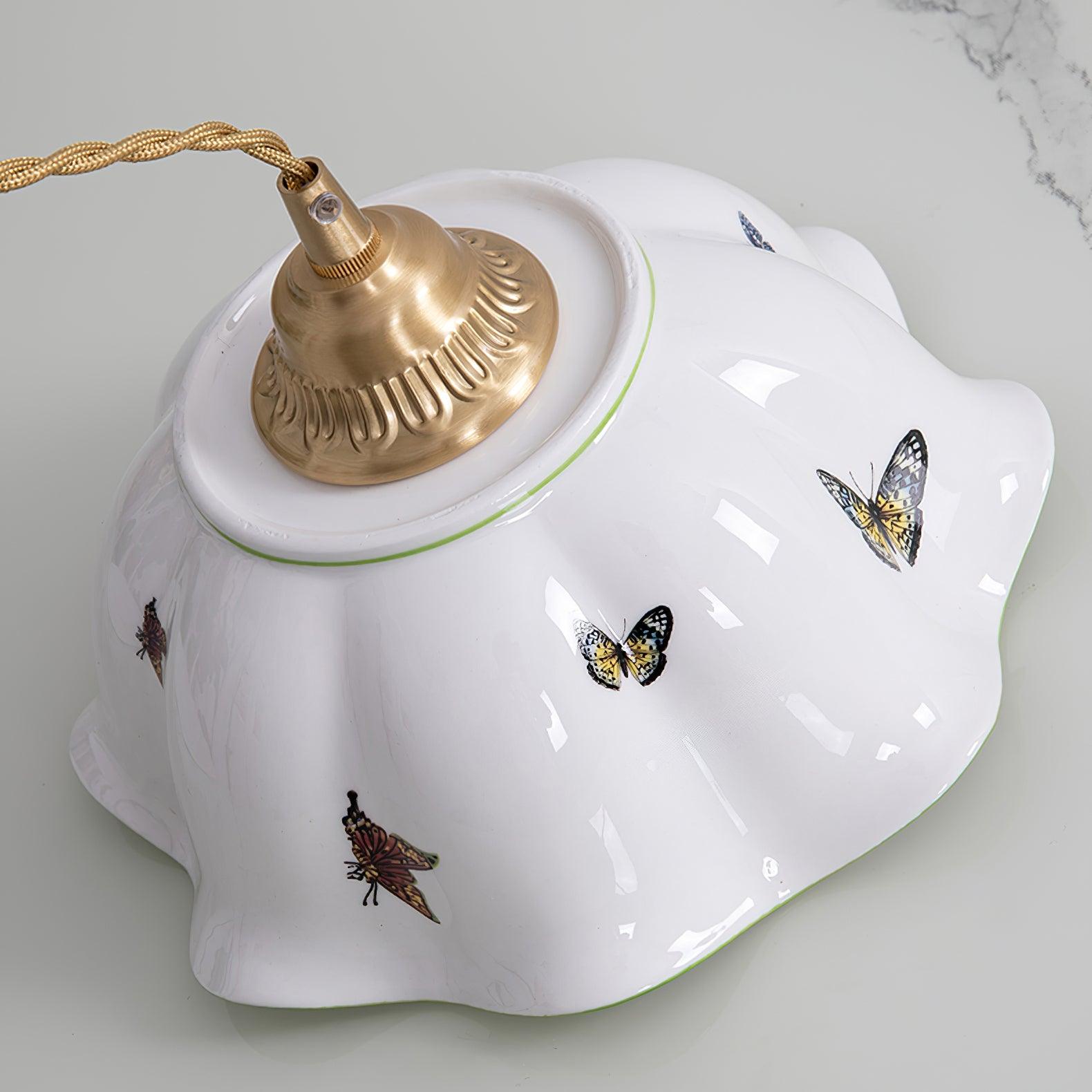 Lumina Pendant Lamp Ceramic Petal Butterflies Vintage-Neutral Decor