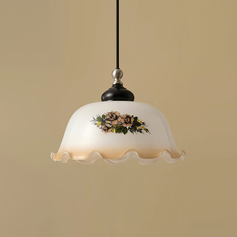 Belvia Vintage Floral Glass Pendant Light