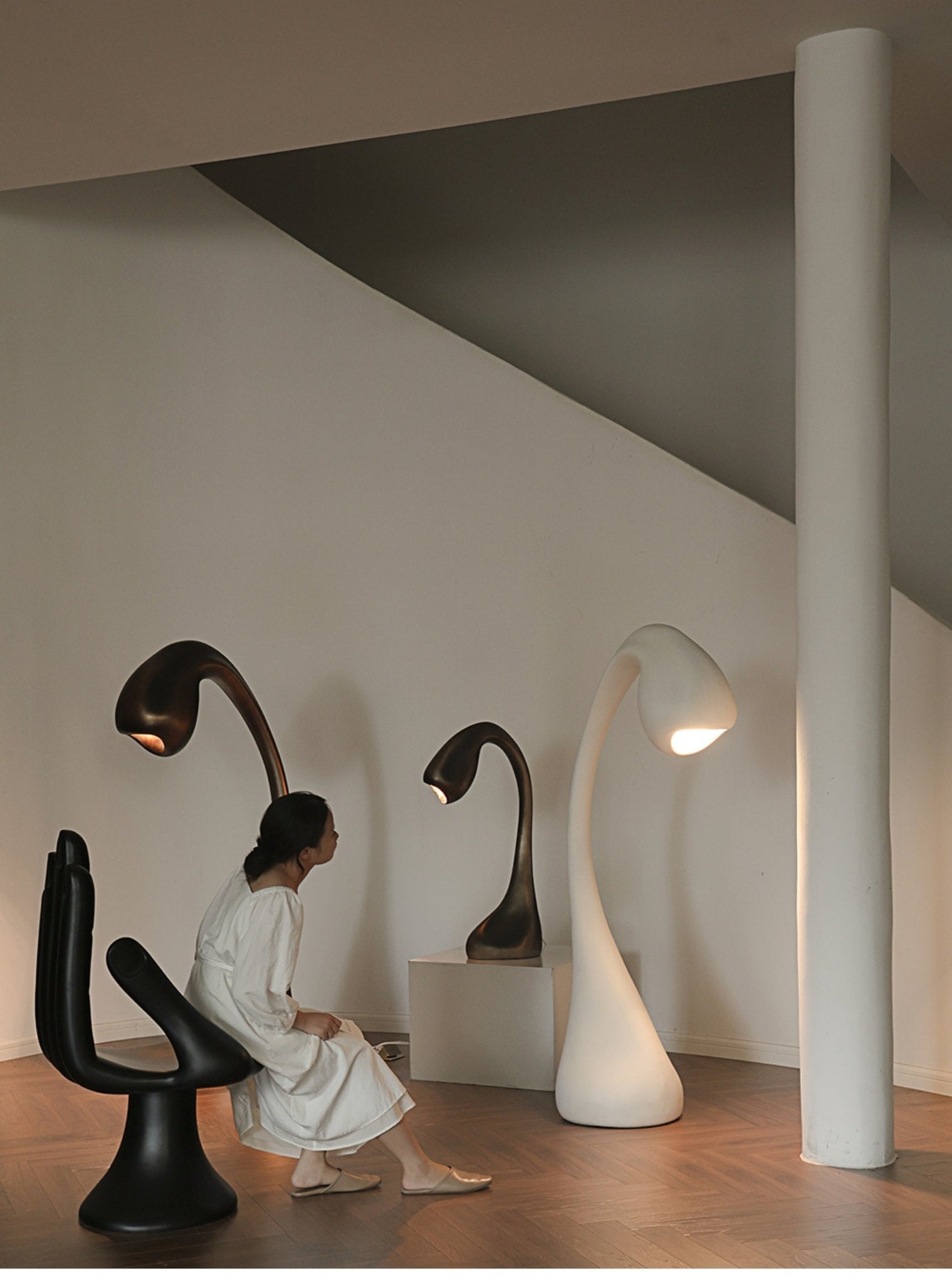 Umer Grande Sculptural Floor Lamp-Neutral Decor