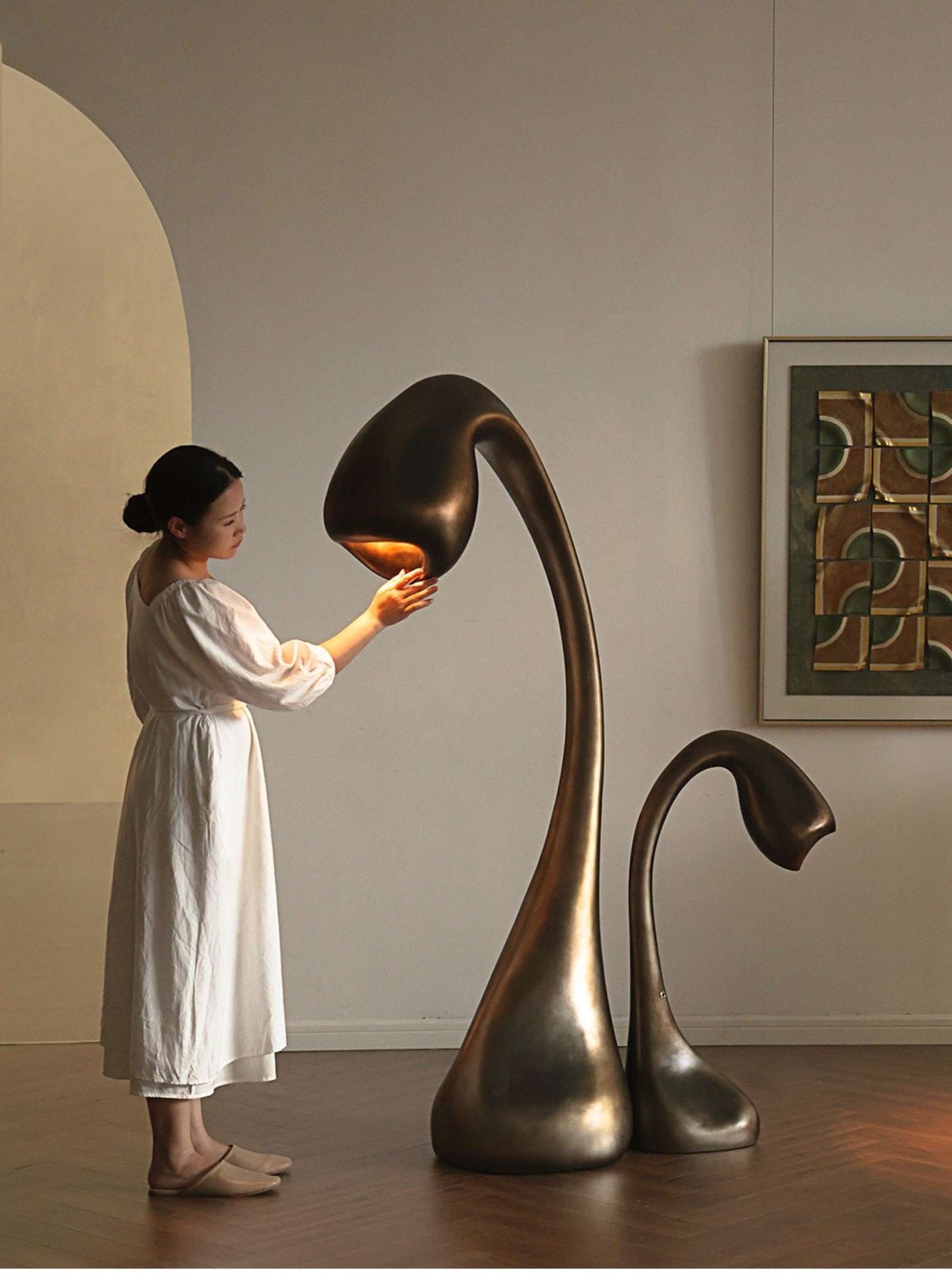 Umer Grande Sculptural Floor Lamp-Neutral Decor