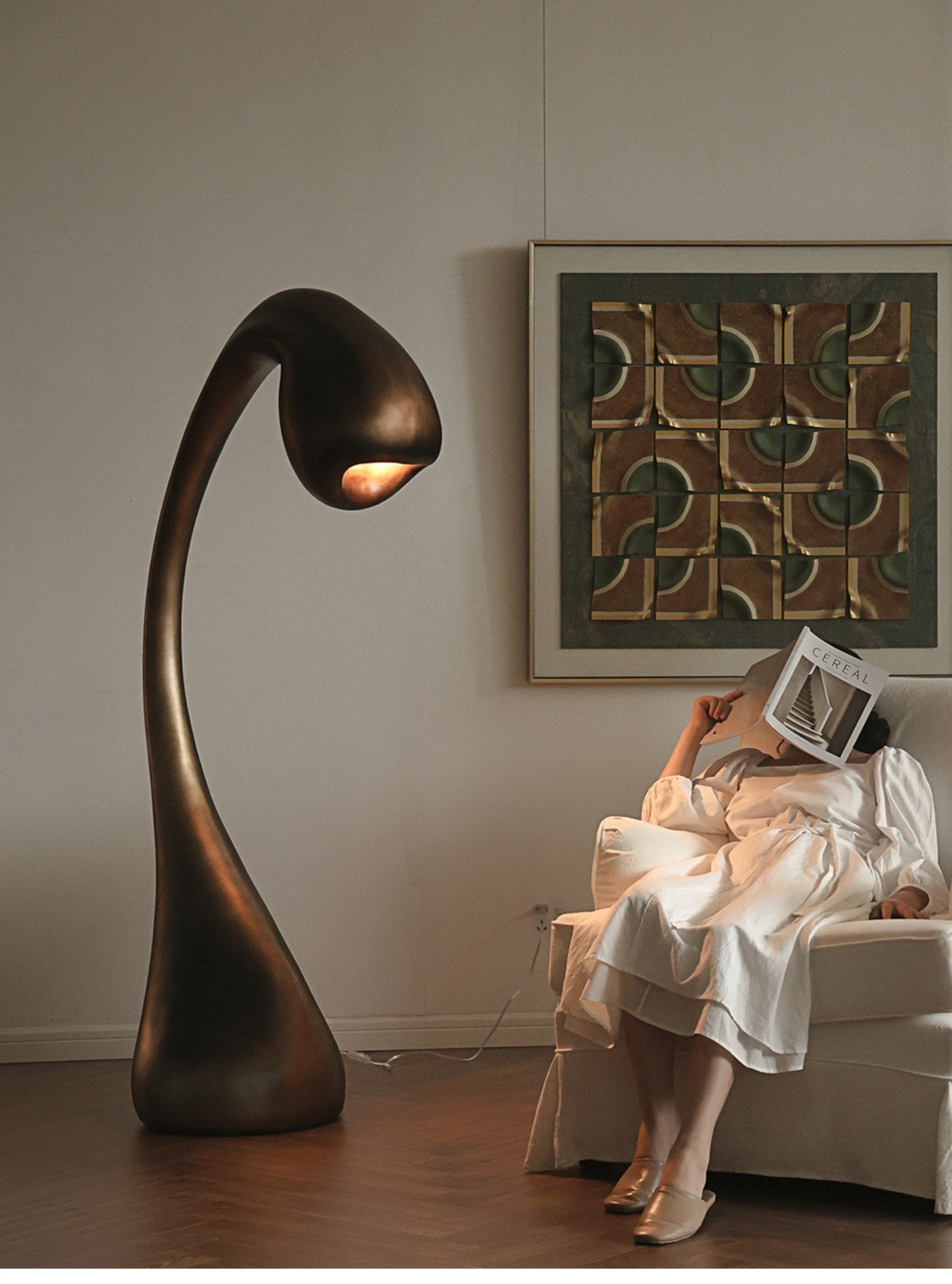 Umer Grande Sculptural Floor Lamp-Neutral Decor