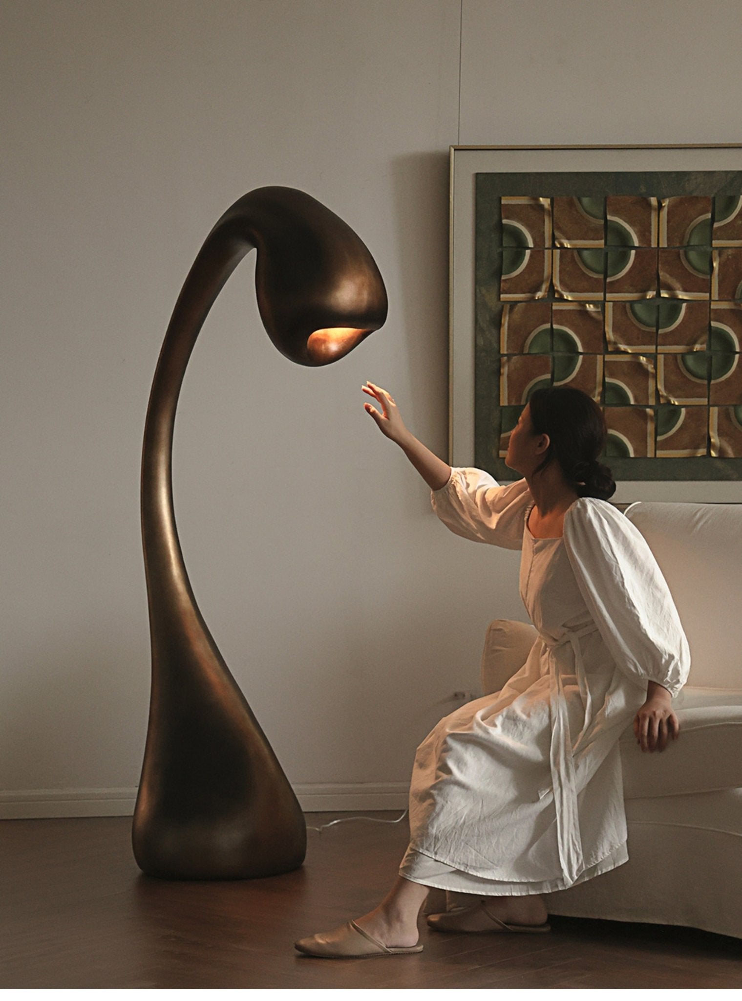 Umer Grande Sculptural Floor Lamp-Neutral Decor