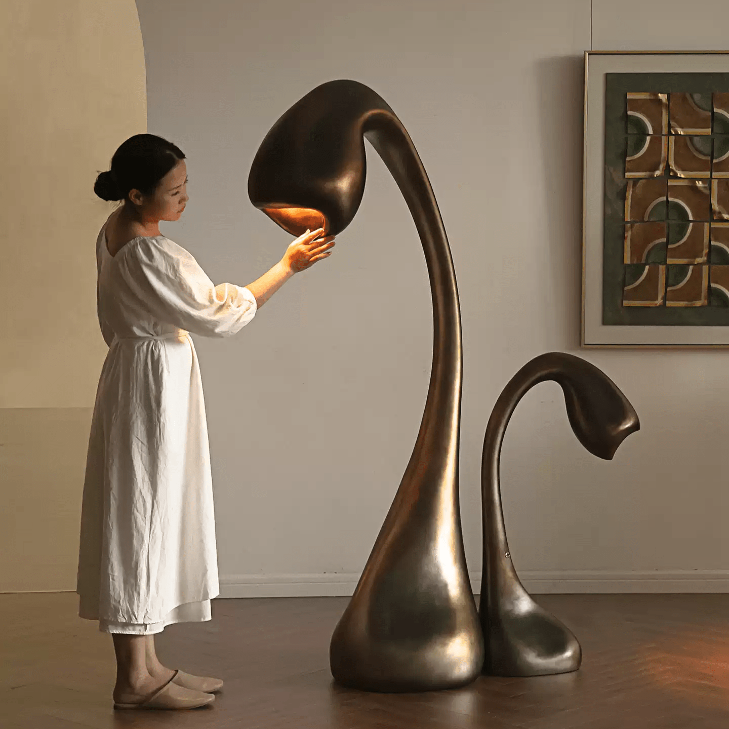 Umer Grande Sculptural Floor Lamp-Neutral Decor