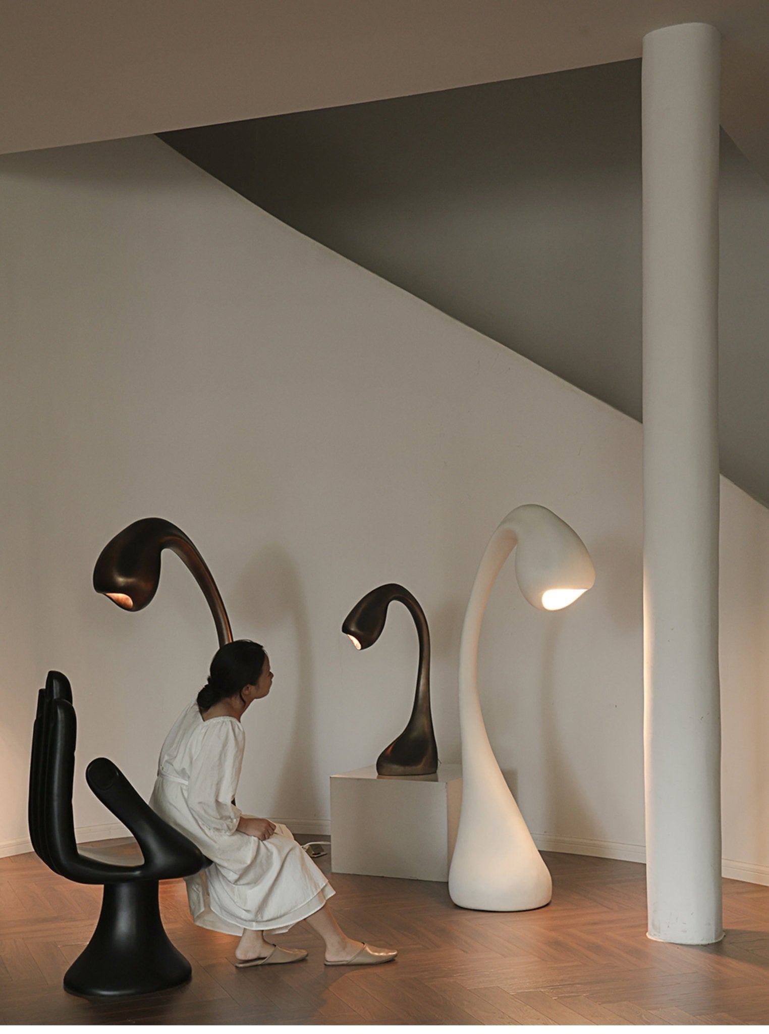 Umer Grande Sculptural Floor Lamp-Neutral Decor