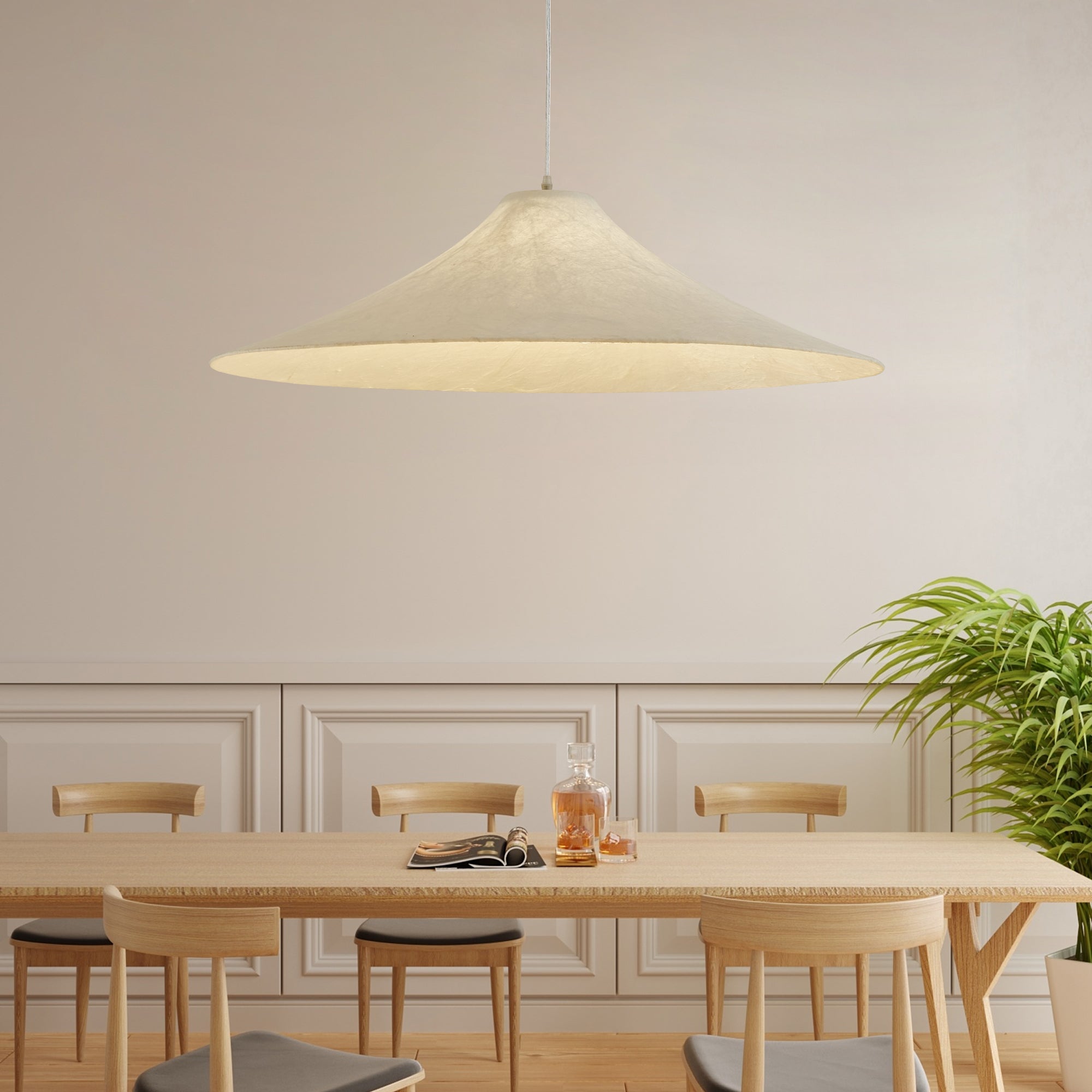 Abbotswell Modern Minimalist Natural Flat Pendant Lamp-Neutral Decor
