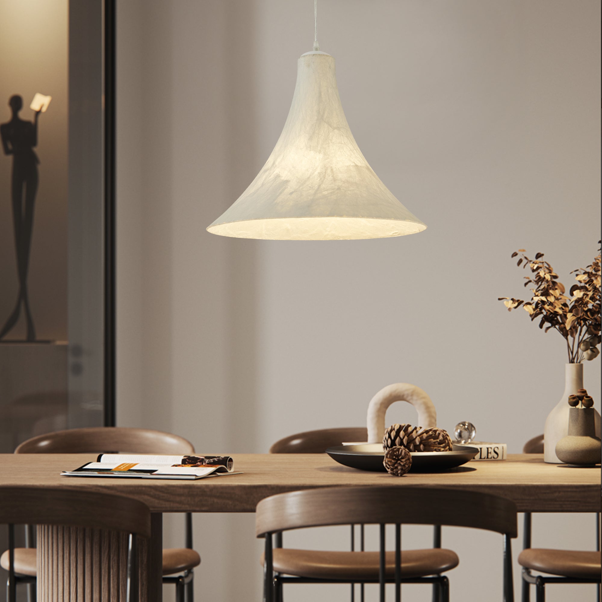 Abbotswell Modern Minimalist Natural Flat Pendant Lamp-Neutral Decor