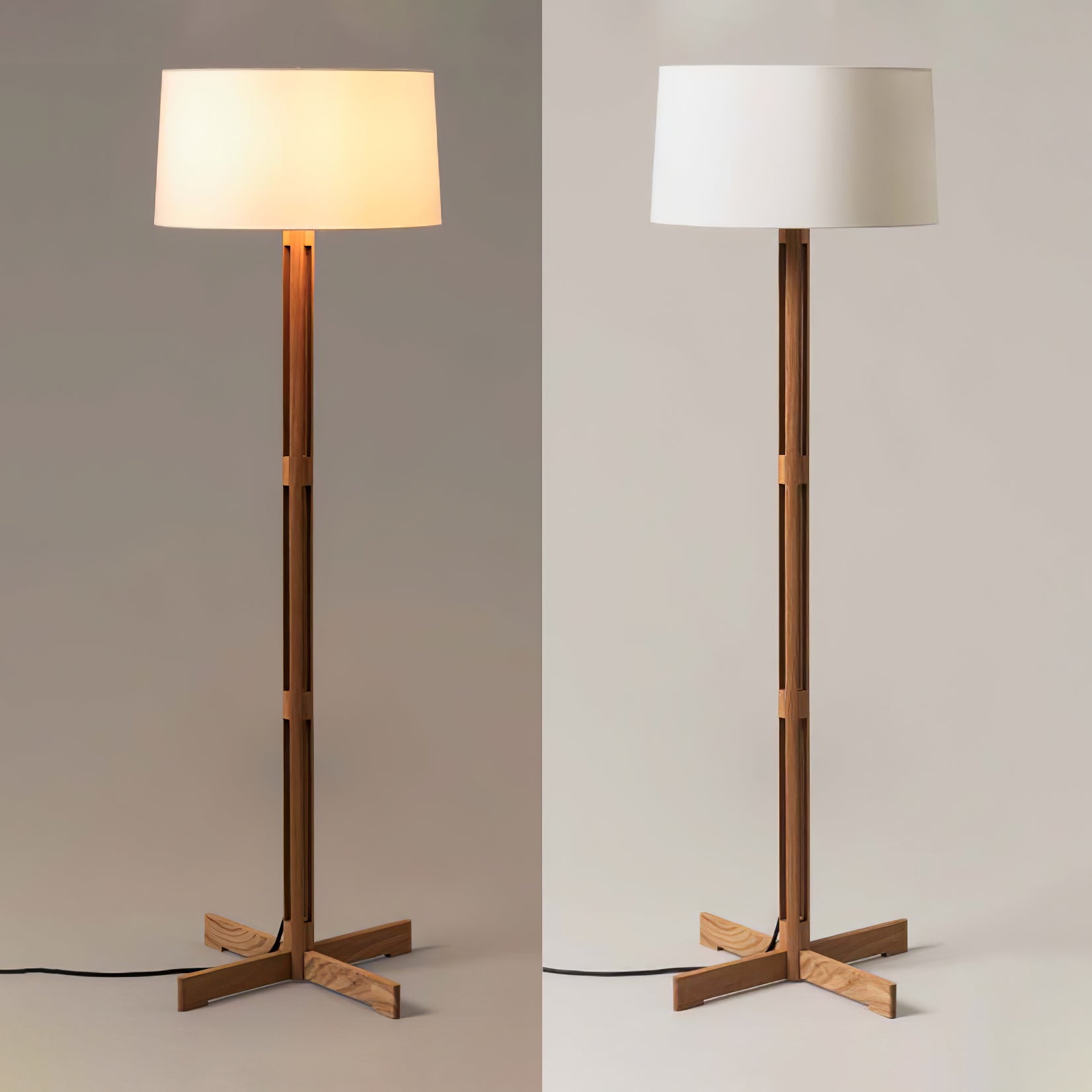 Quayen Wood Fabric Classic Floor Lamp-Neutral Decor