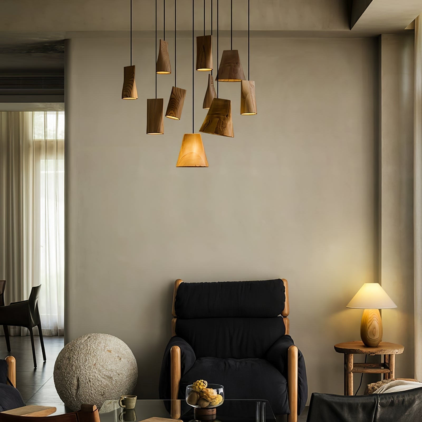 Vetra Rustic Wood Pendant Light-Neutral Decor