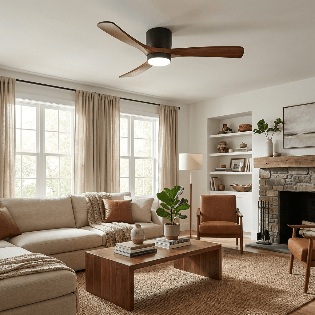 Nordic Wooden Ceiling Fan Light-Neutral Decor