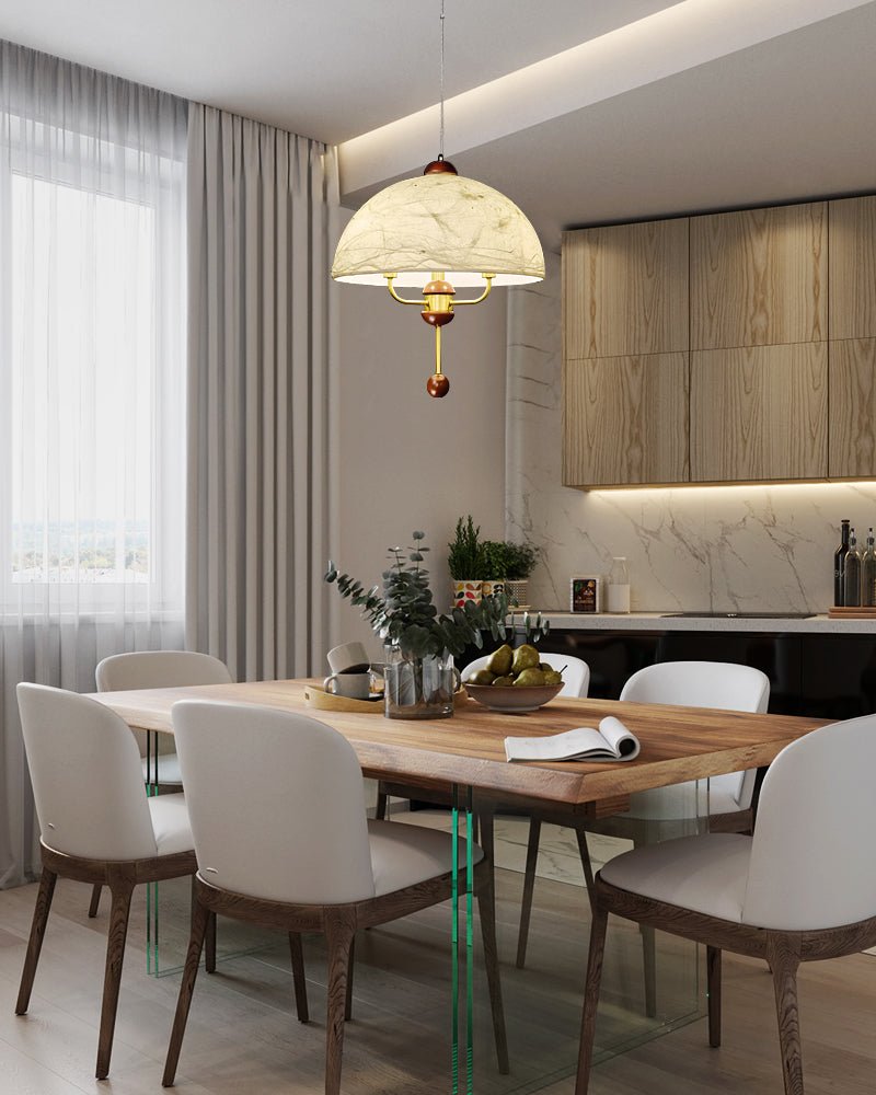 Varaeia Traditional Elegance Bloom Fabric Wood Pendant Lamp-Neutral Decor