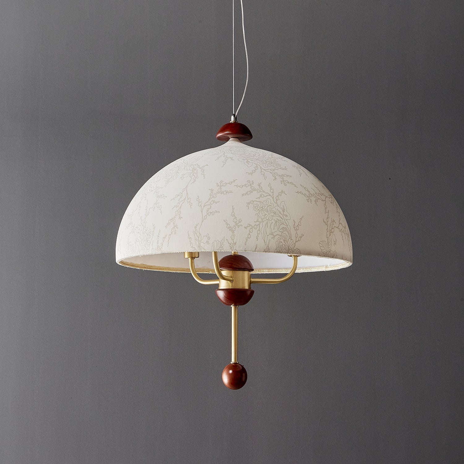 Varaeia Traditional Elegance Bloom Fabric Wood Pendant Lamp-Neutral Decor