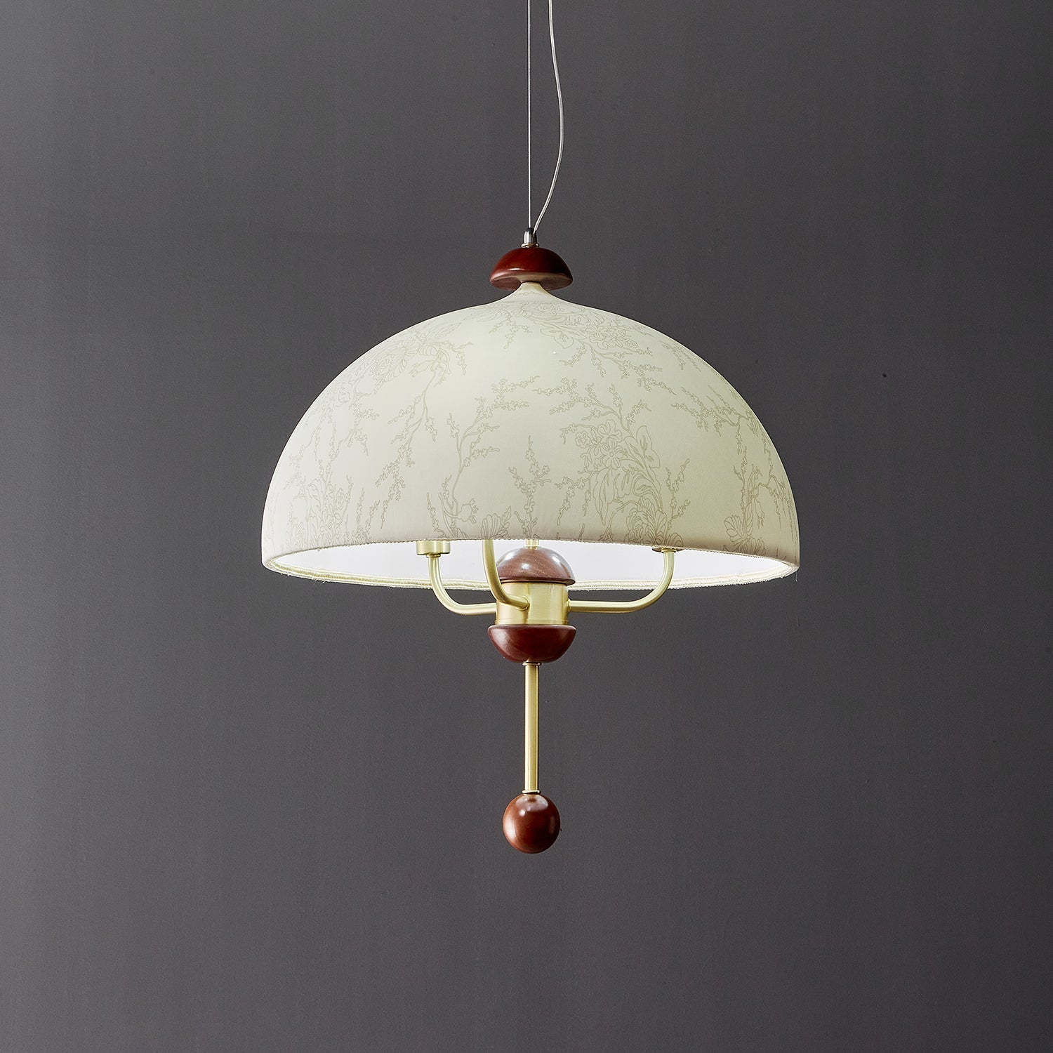 Varaeia Traditional Elegance Bloom Fabric Wood Pendant Lamp-Neutral Decor