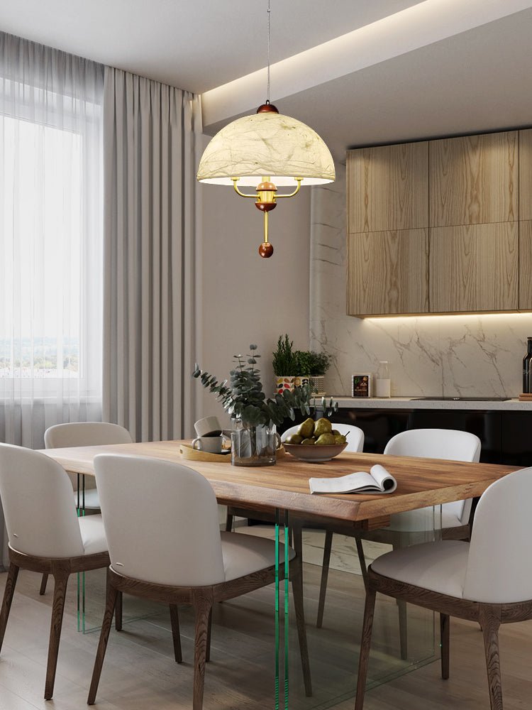 Varaeia Traditional Elegance Bloom Fabric Wood Pendant Lamp-Neutral Decor
