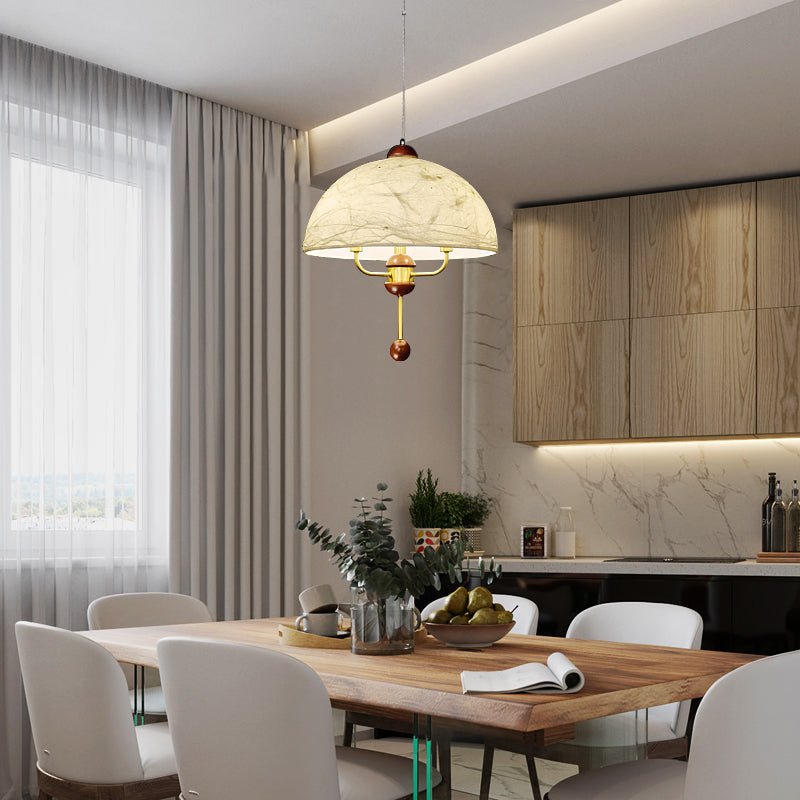 Varaeia Traditional Elegance Bloom Fabric Wood Pendant Lamp-Neutral Decor
