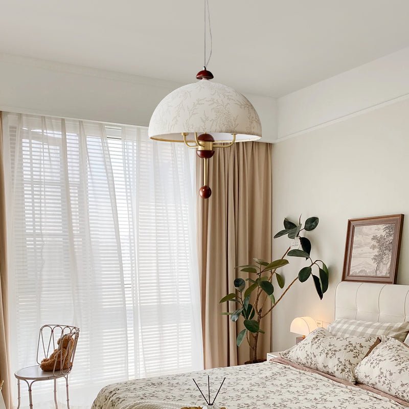 Varaeia Traditional Elegance Bloom Fabric Wood Pendant Lamp-Neutral Decor
