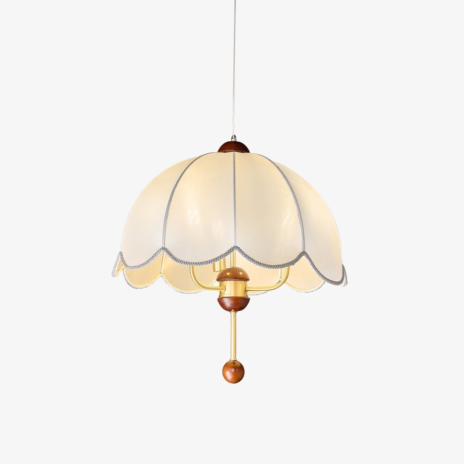 Varaeia Traditional Elegance Bloom Fabric Wood Pendant Lamp-Neutral Decor
