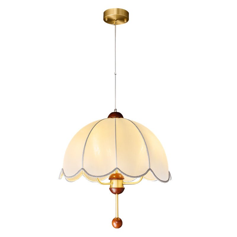 Varaeia Traditional Elegance Bloom Fabric Wood Pendant Lamp-Neutral Decor