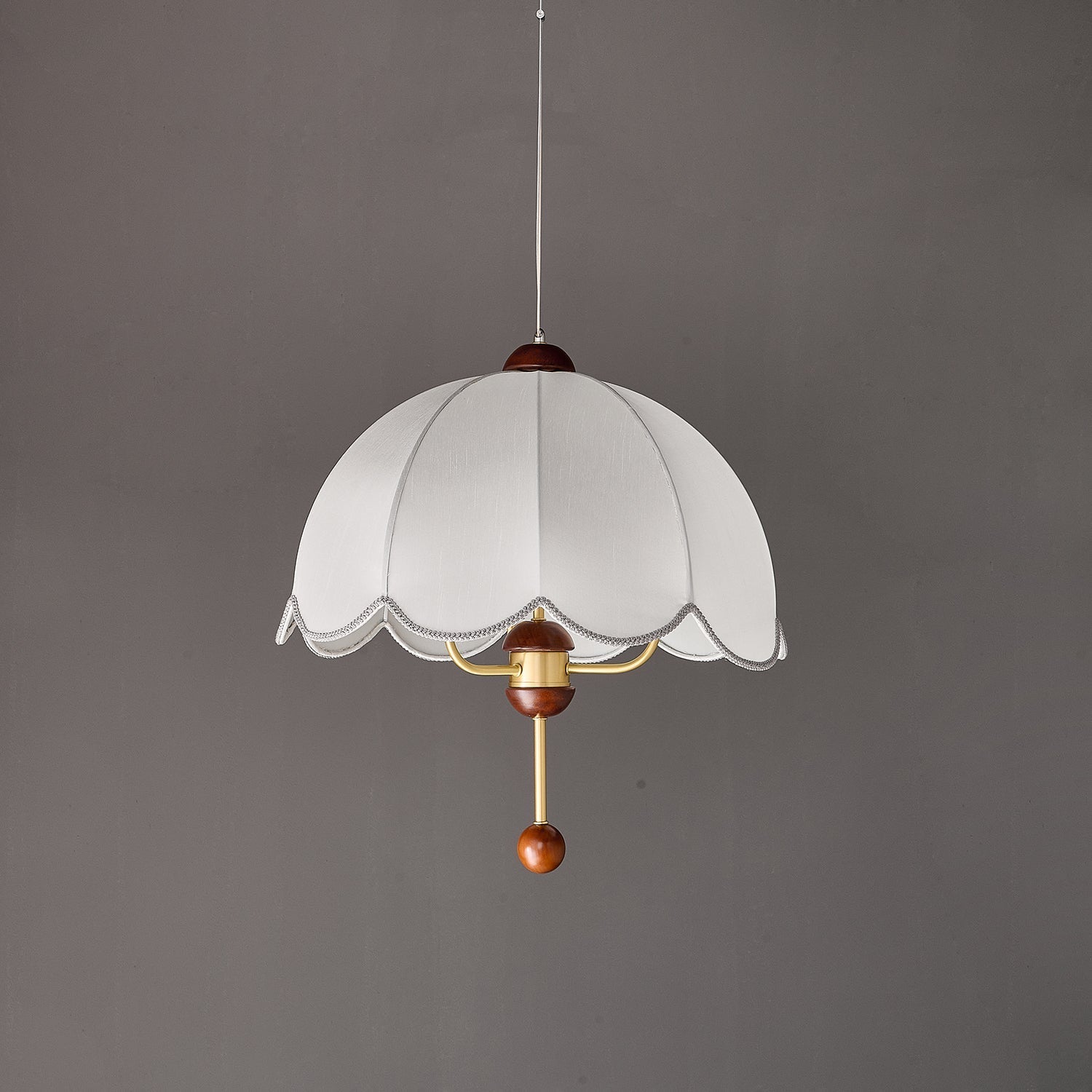 Varaeia Traditional Elegance Bloom Fabric Wood Pendant Lamp-Neutral Decor