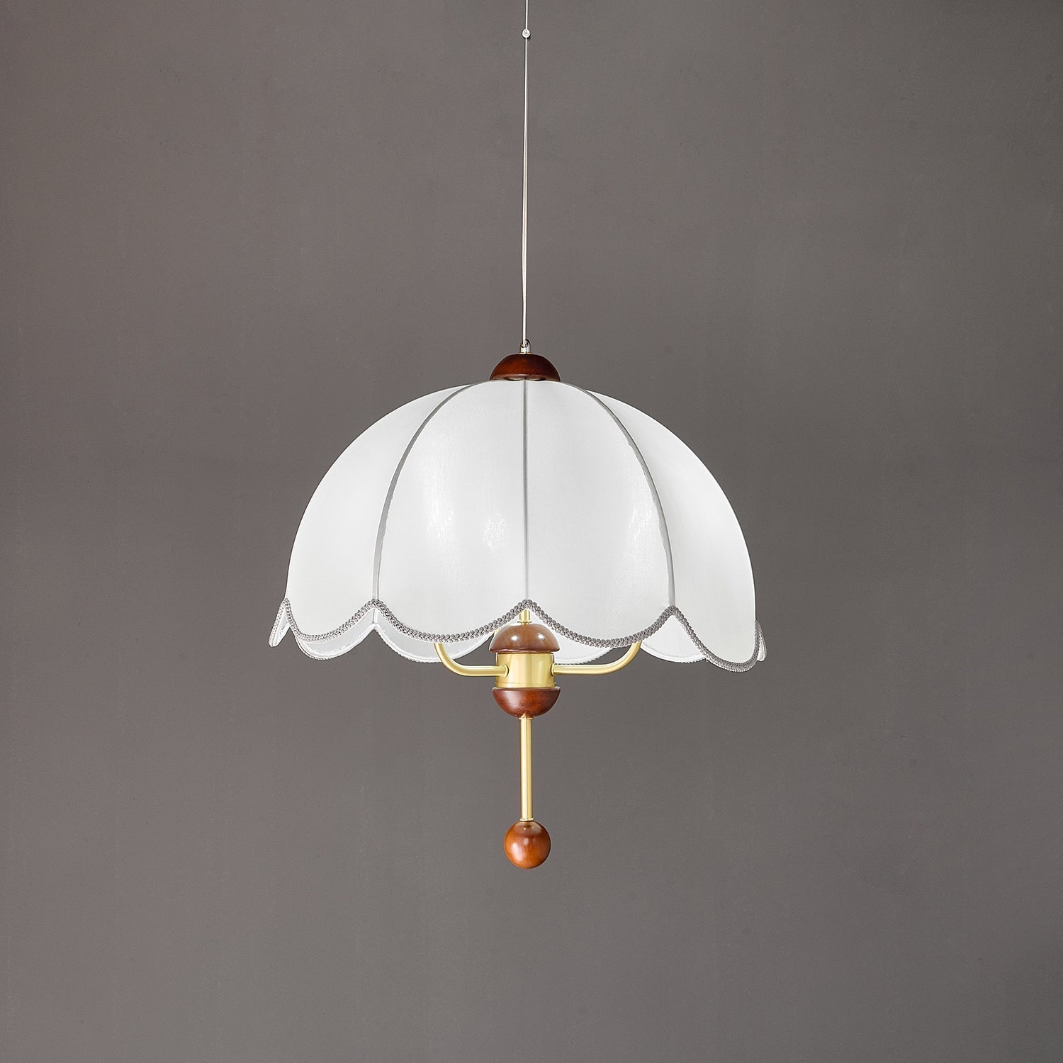 Varaeia Traditional Elegance Bloom Fabric Wood Pendant Lamp-Neutral Decor