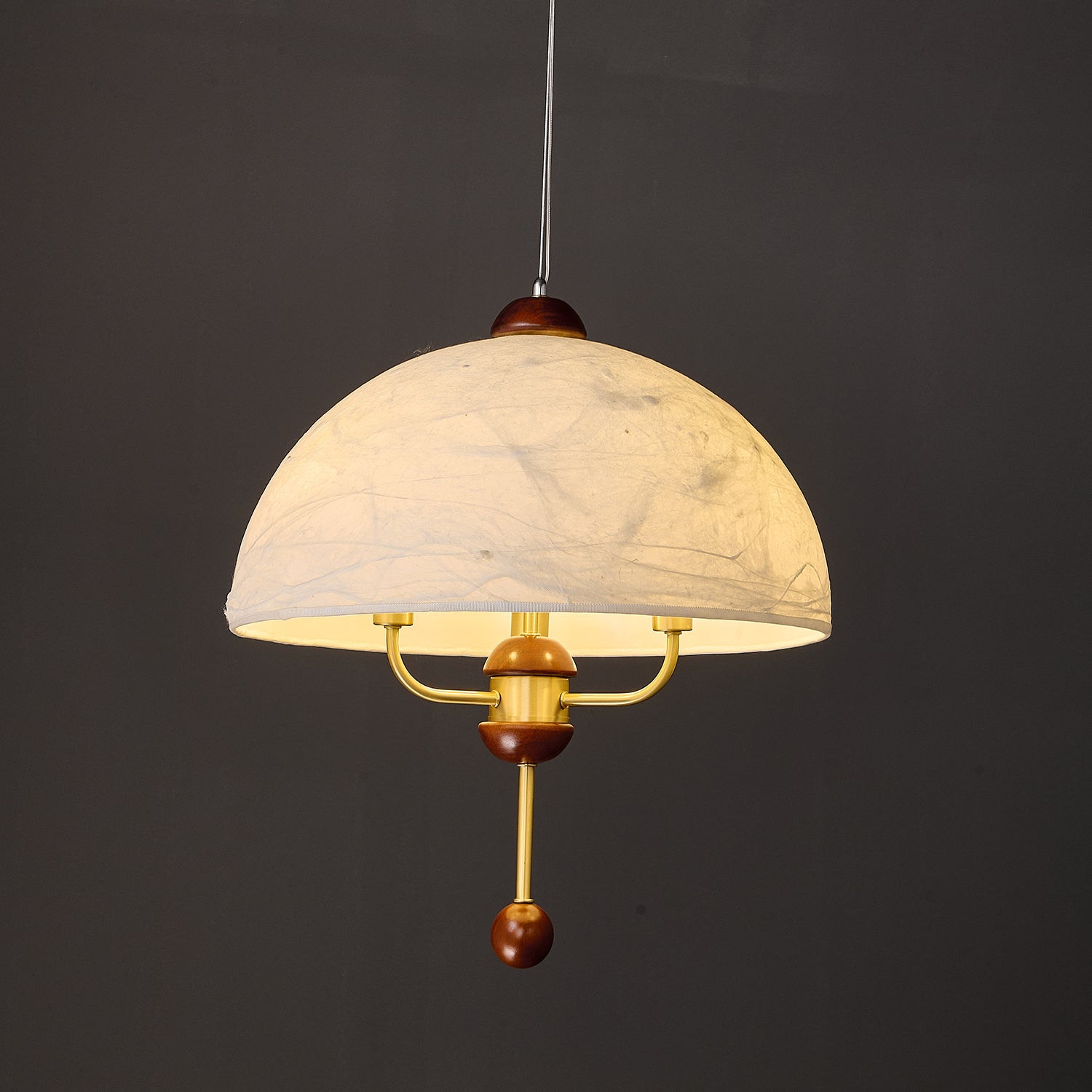 Varaeia Traditional Elegance Bloom Fabric Wood Pendant Lamp-Neutral Decor