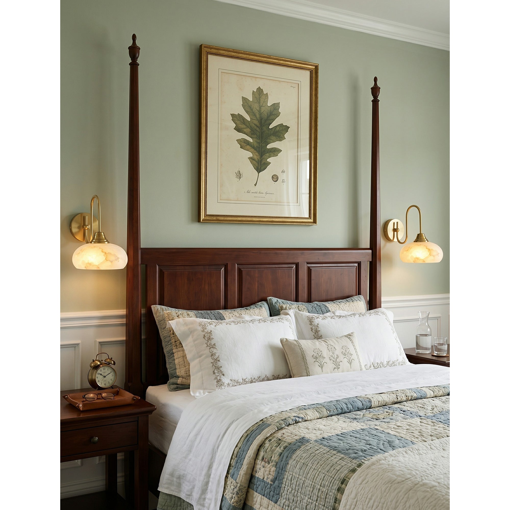The sconce shown against a dark wall to emphasize its soft light.