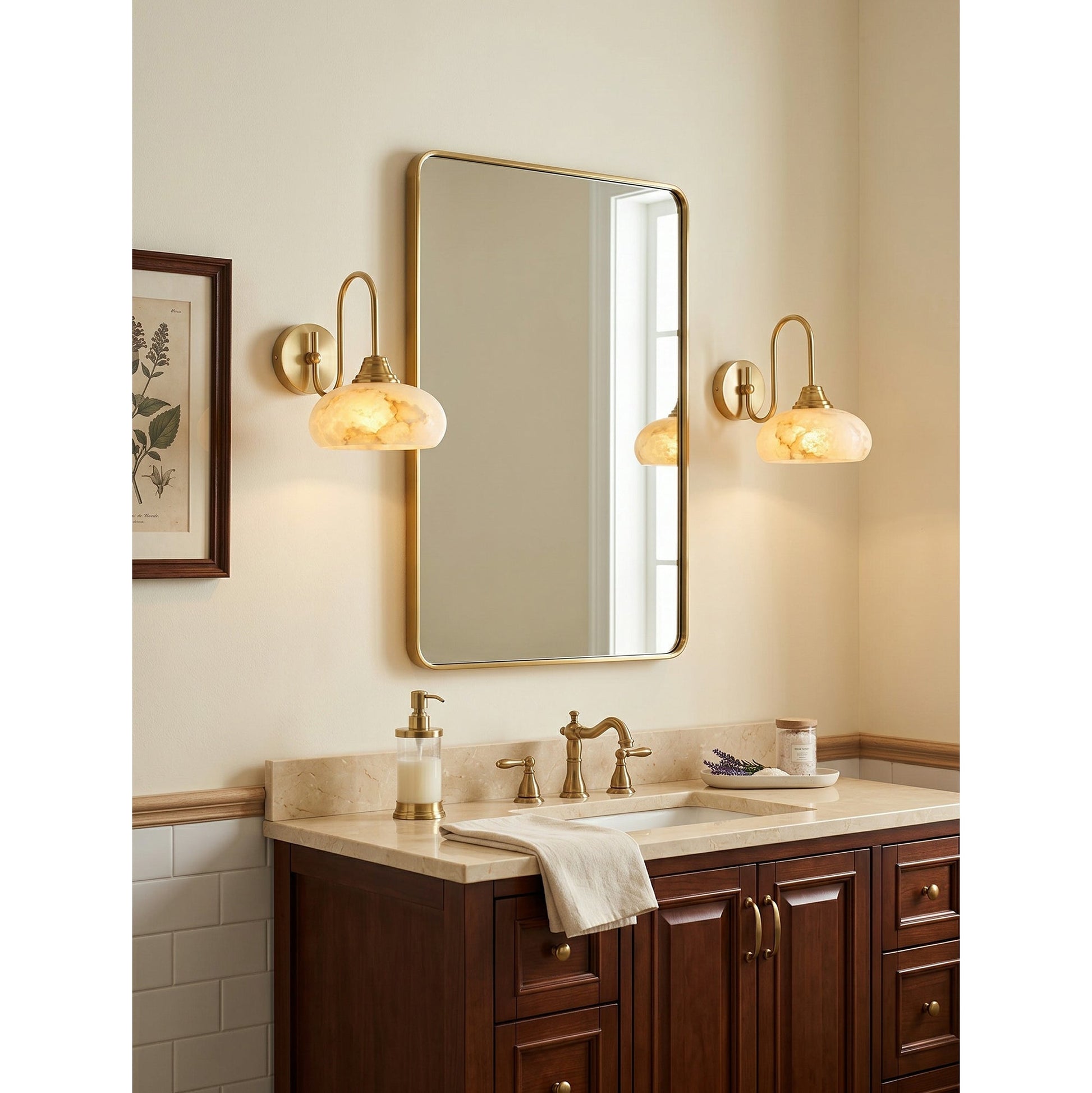 The sconce shown against a light-colored wall.