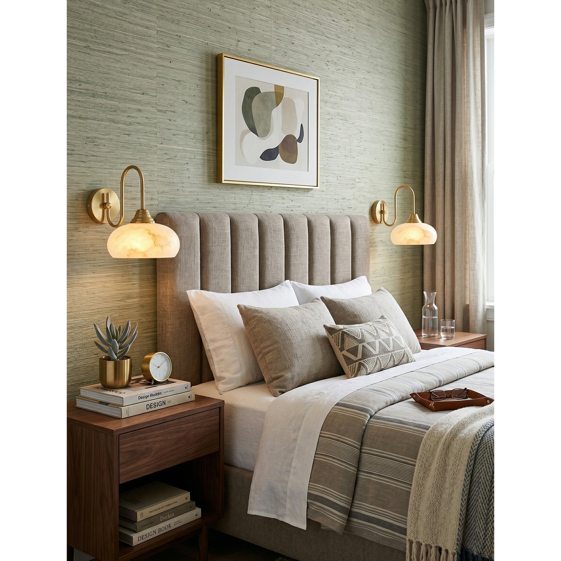 View of the sconce in a transitional style entryway.