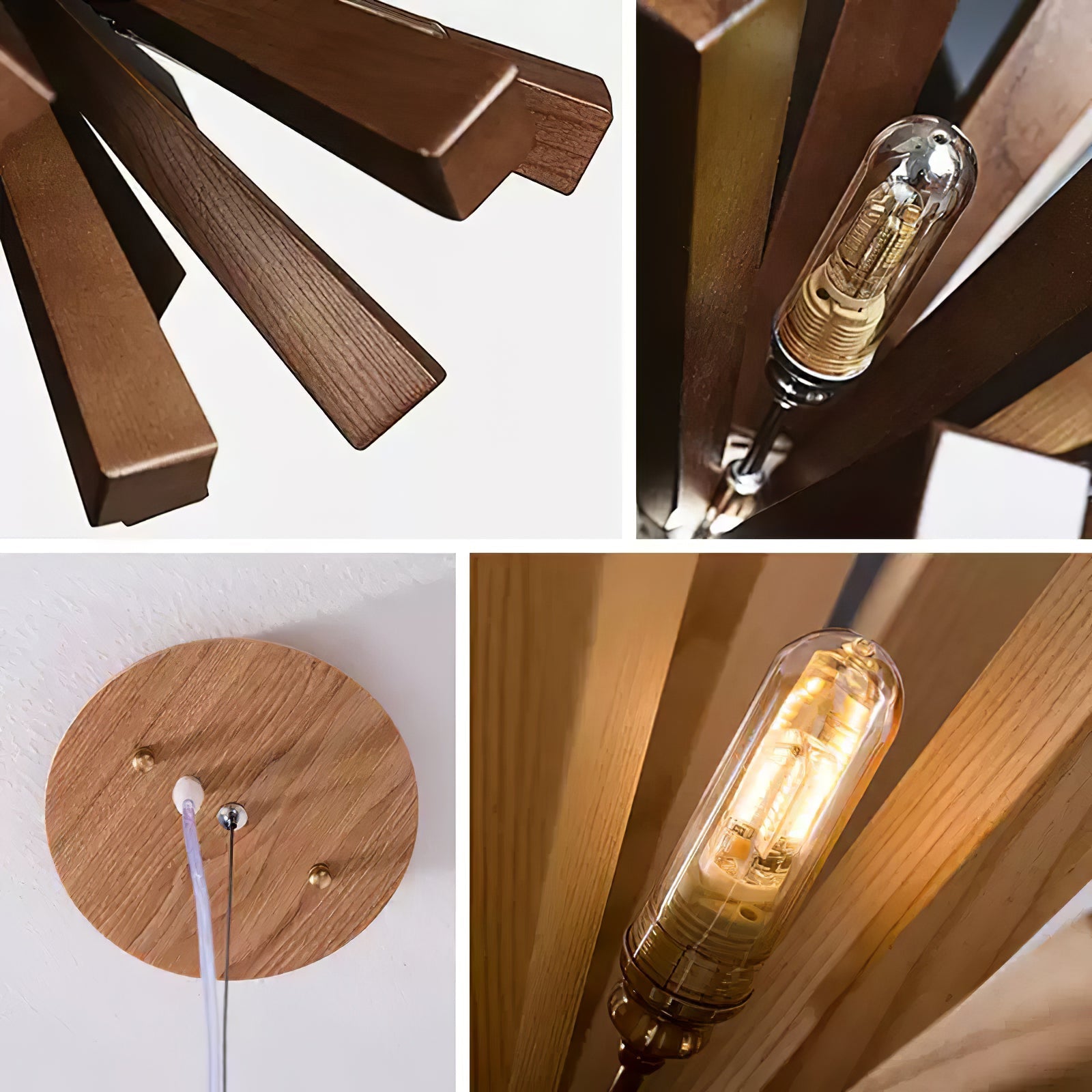 Nova Premium Nordic Art Burst Wood Chandelier-Neutral Decor