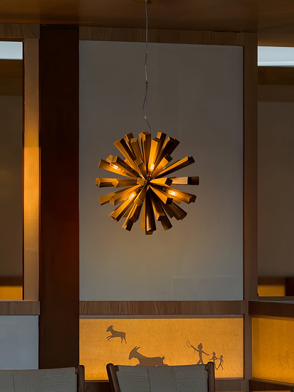 Nova Premium Nordic Art Burst Wood Chandelier-Neutral Decor