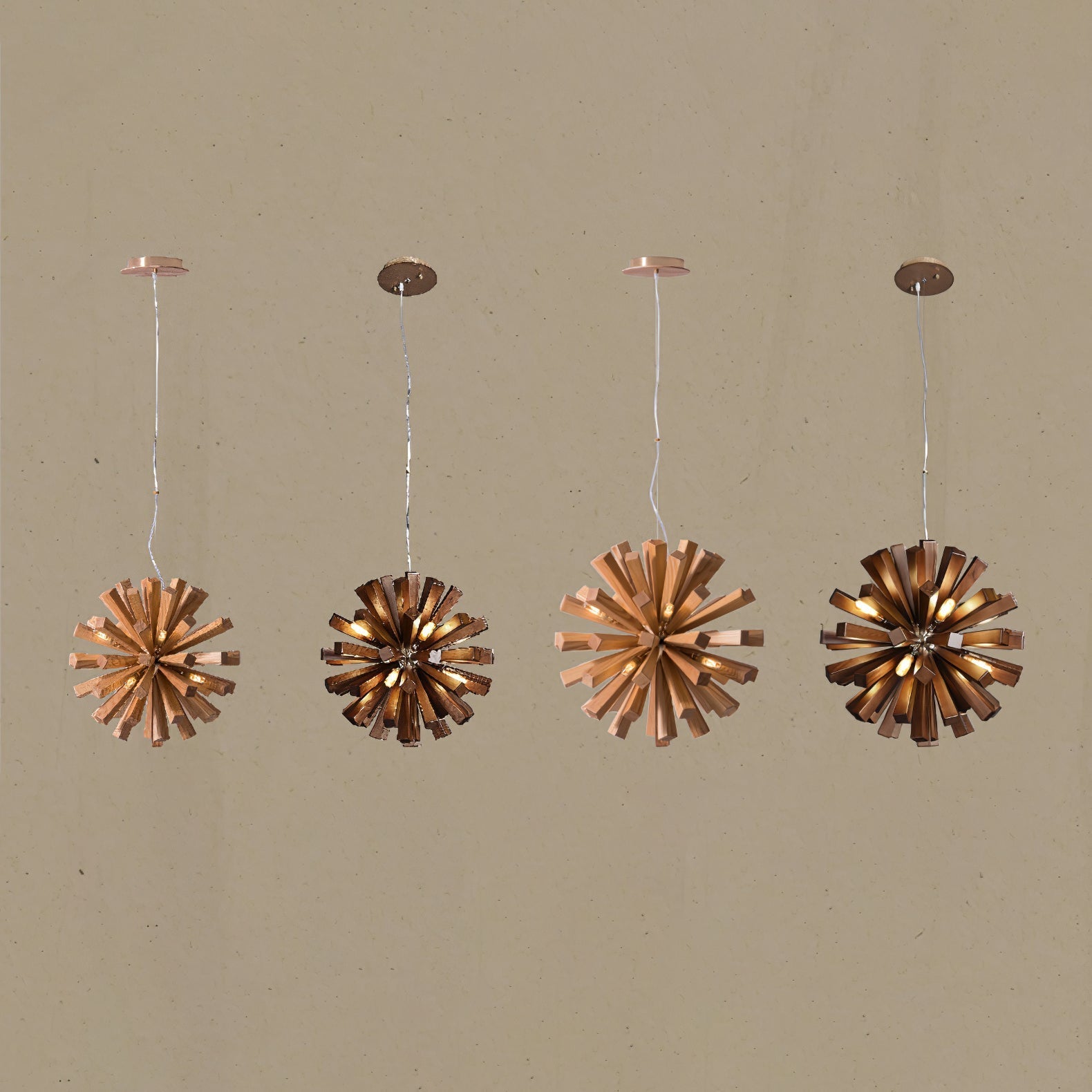 Nova Premium Nordic Art Burst Wood Chandelier-Neutral Decor
