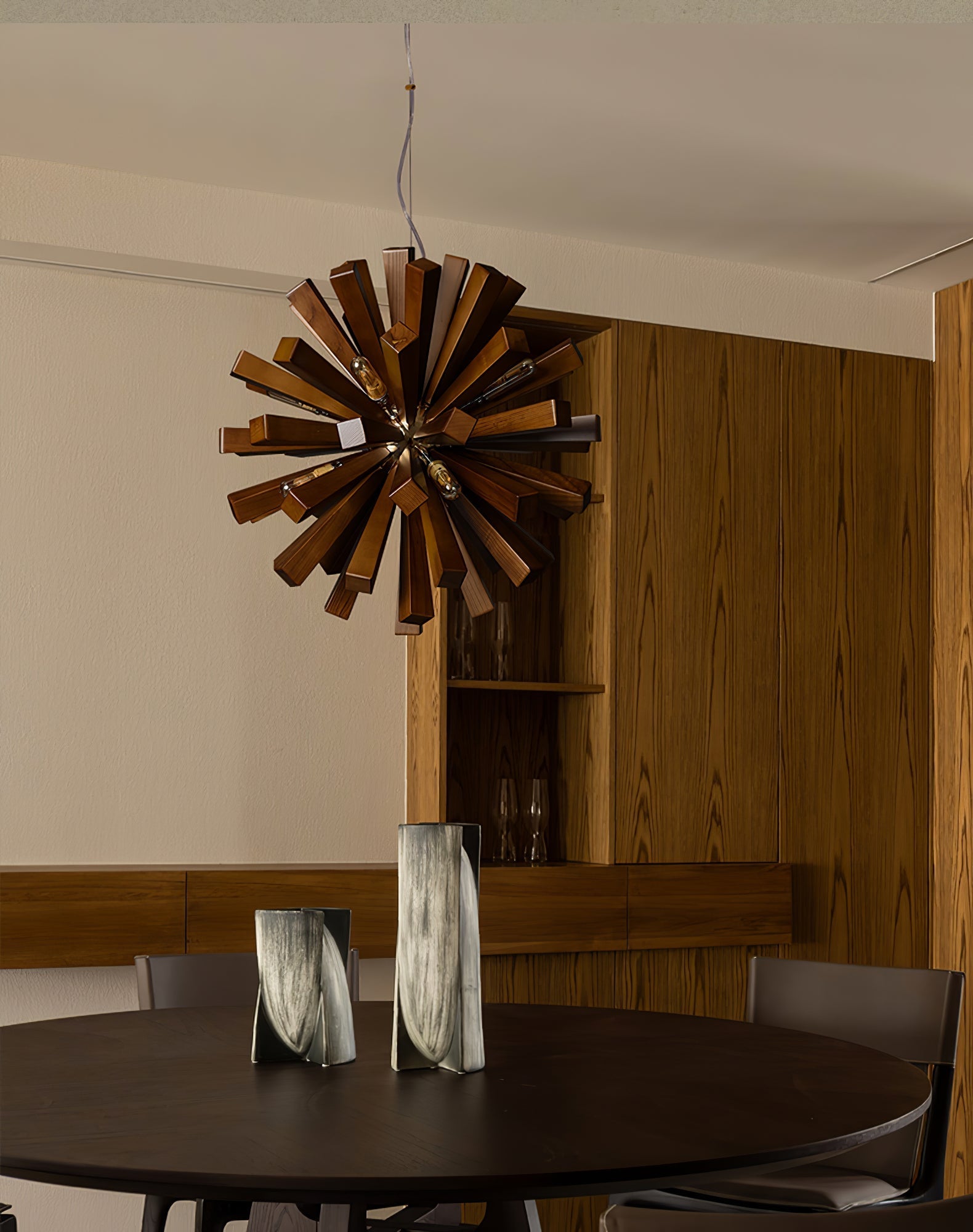 Nova Premium Nordic Art Burst Wood Chandelier-Neutral Decor