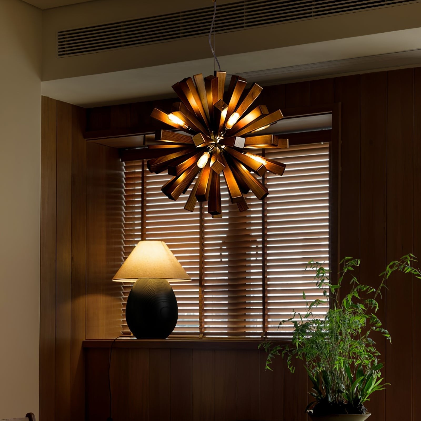 Nova Premium Nordic Art Burst Wood Chandelier-Neutral Decor