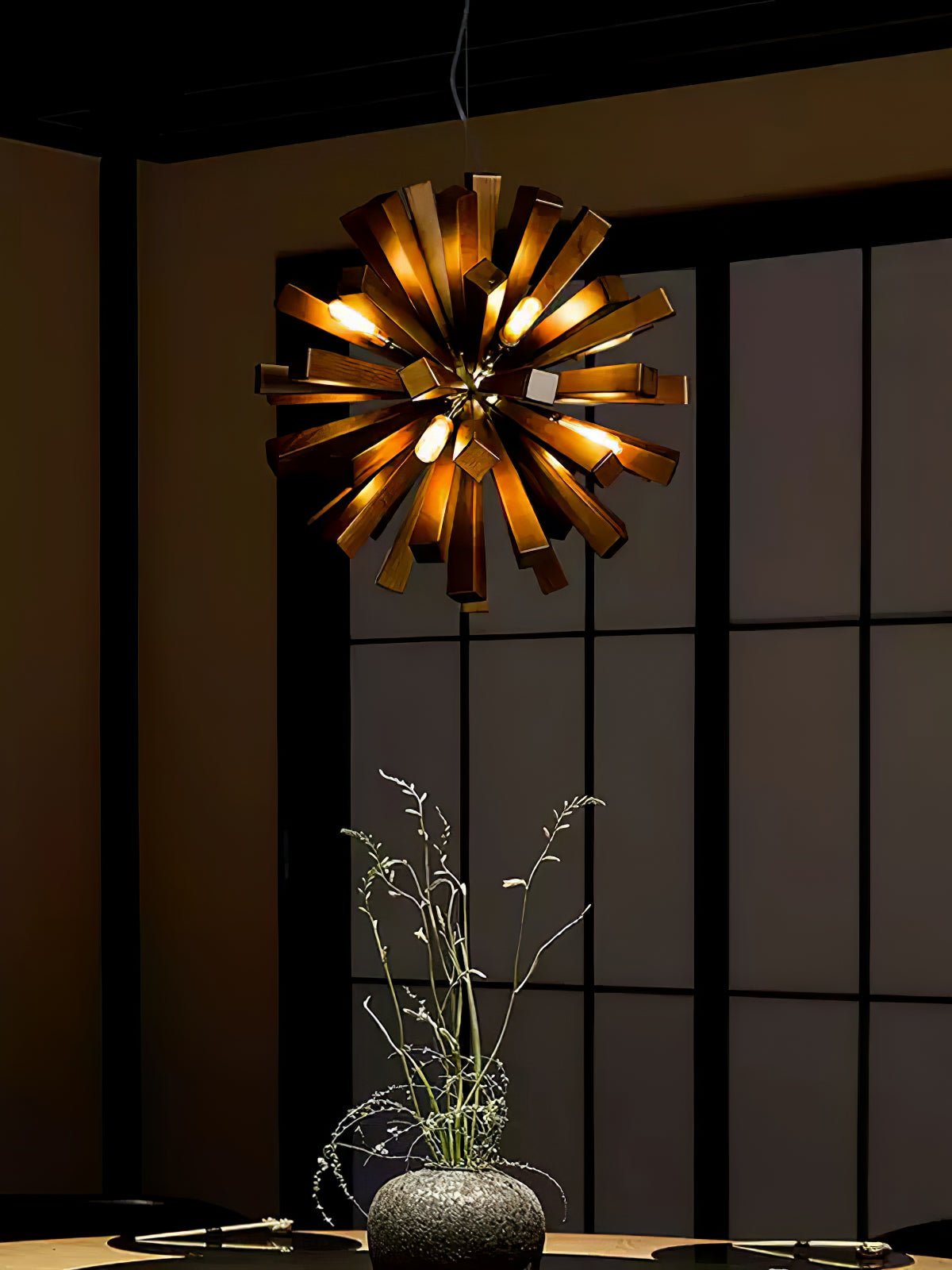 Nova Premium Nordic Art Burst Wood Chandelier-Neutral Decor