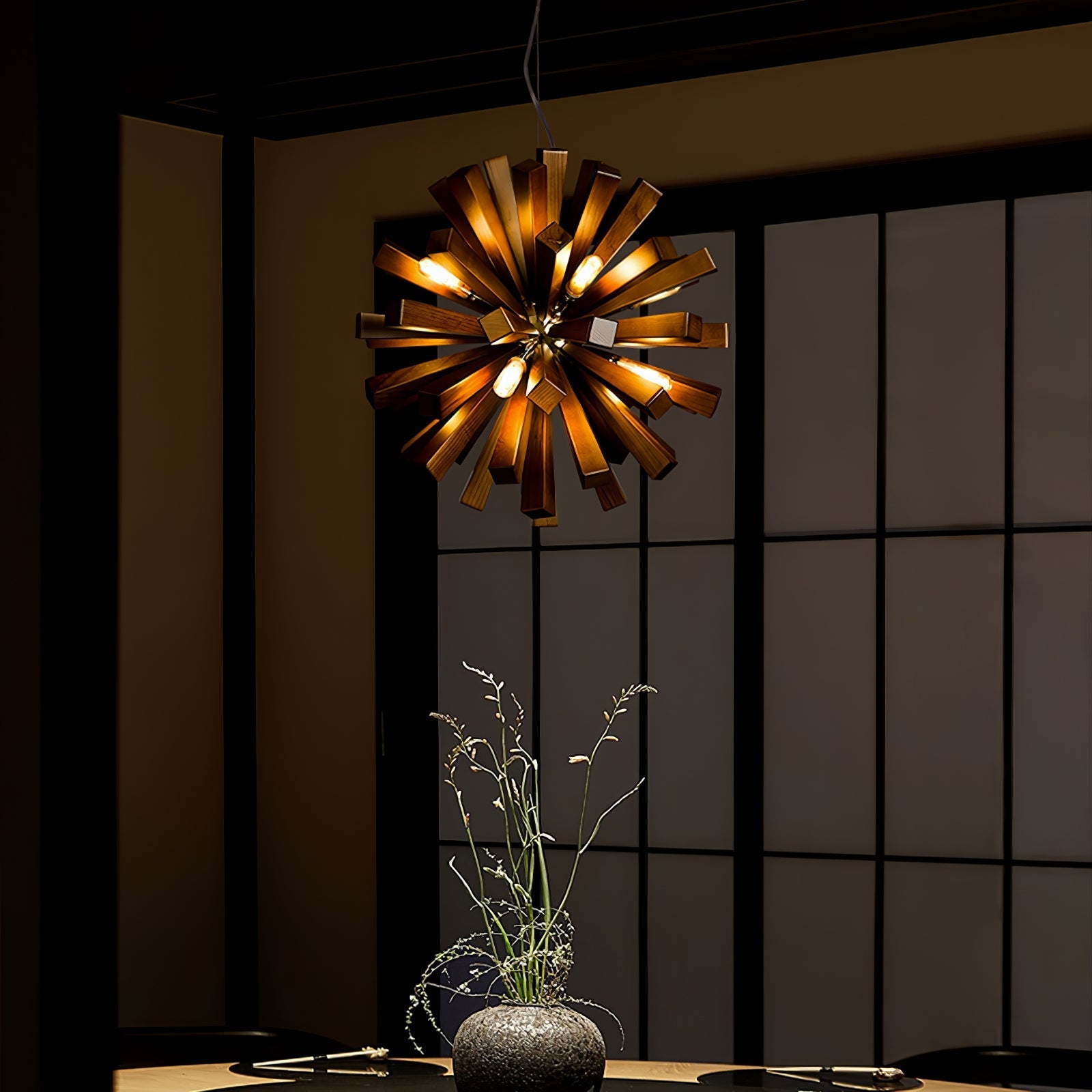 Nova Premium Nordic Art Burst Wood Chandelier-Neutral Decor